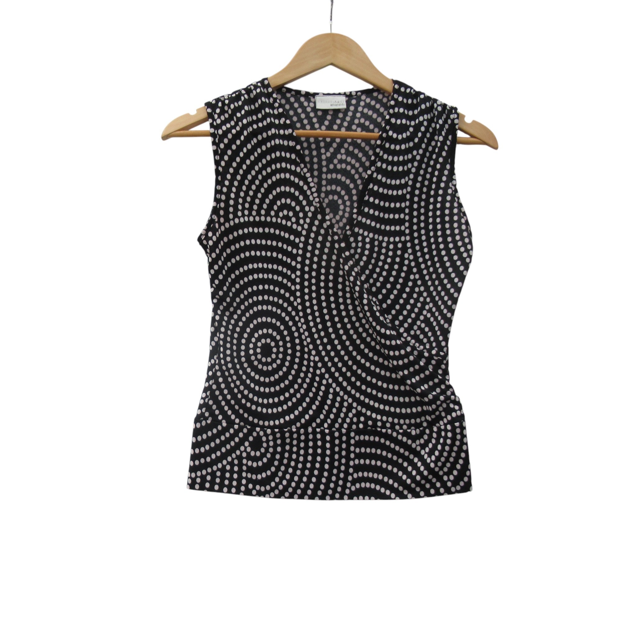 front image for Amaranto Top Blouse UK 10 Black White Spot Womenswear | Pre-loved