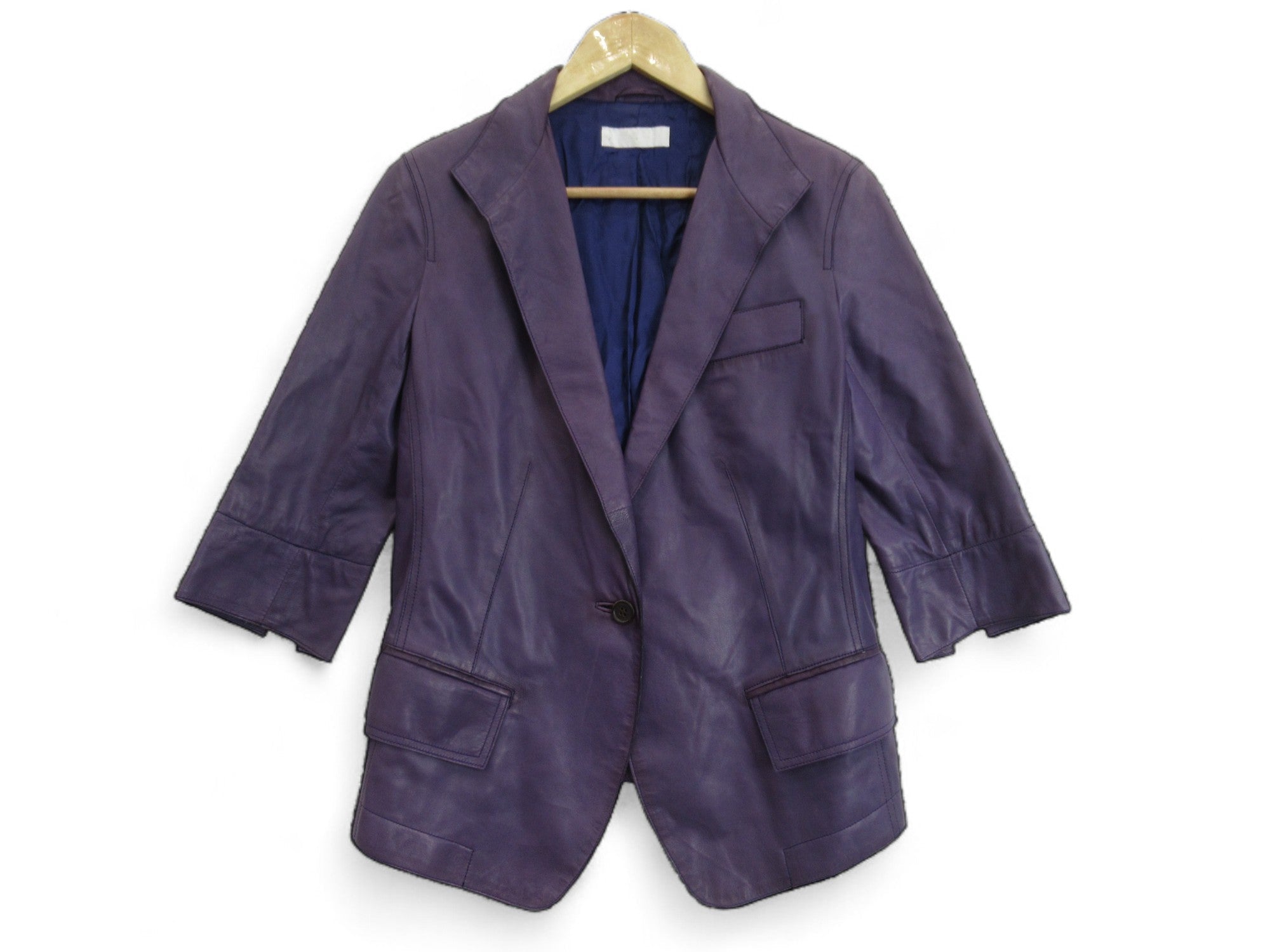 Front image for Nicole Farhi UK 10 Purple Leather Jacket Womenswear | Preloved