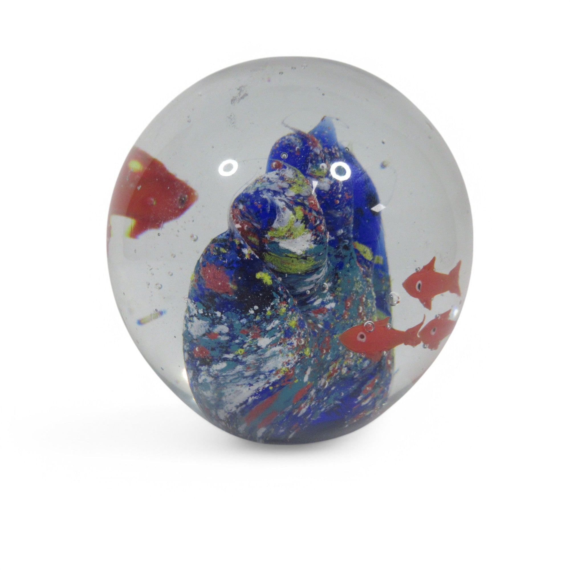 Side image of Murano Style Fish Coral Aquarium Glass Paperweight 4"