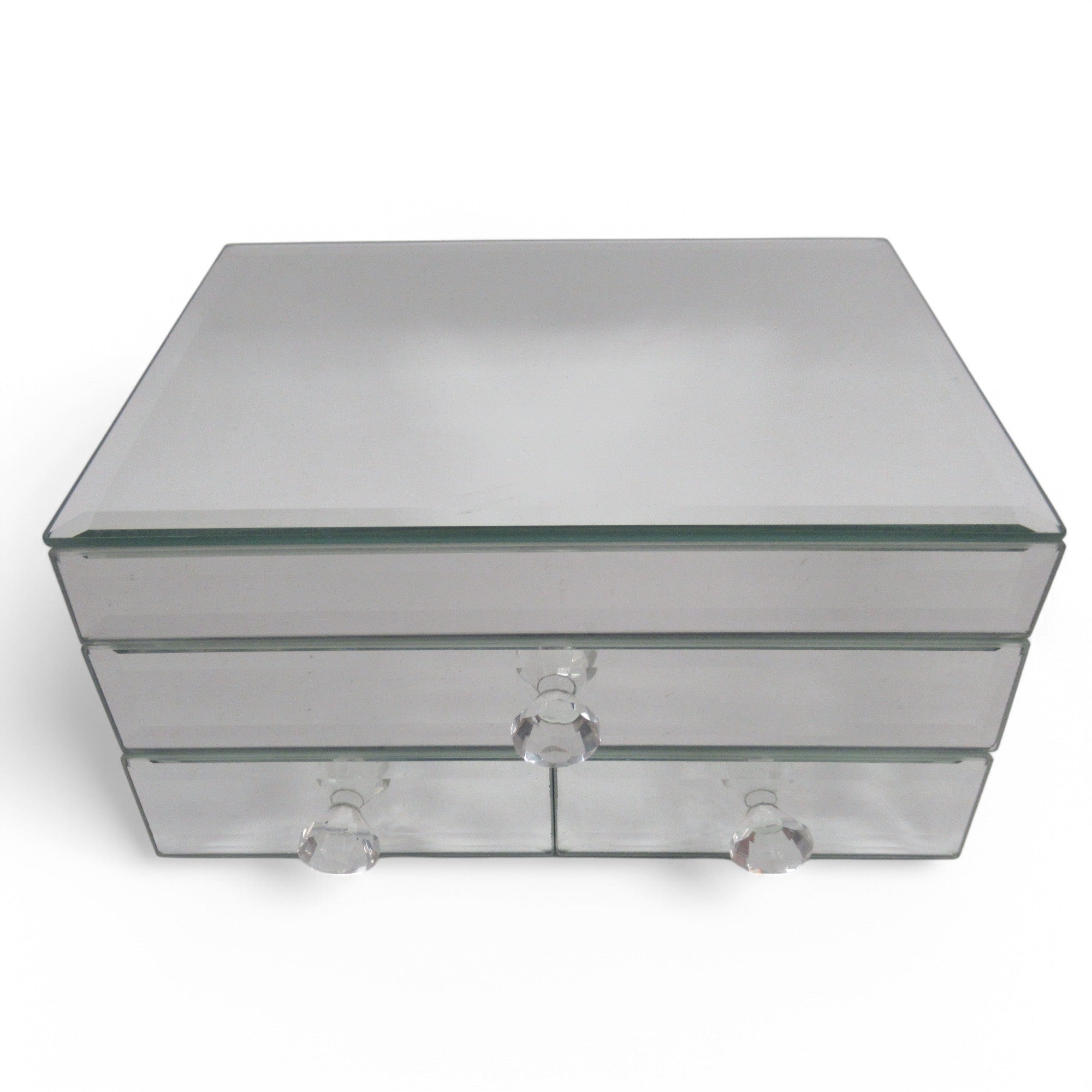 Front image of Mirrored Jewellery Box 20cm Lined Interior Storage