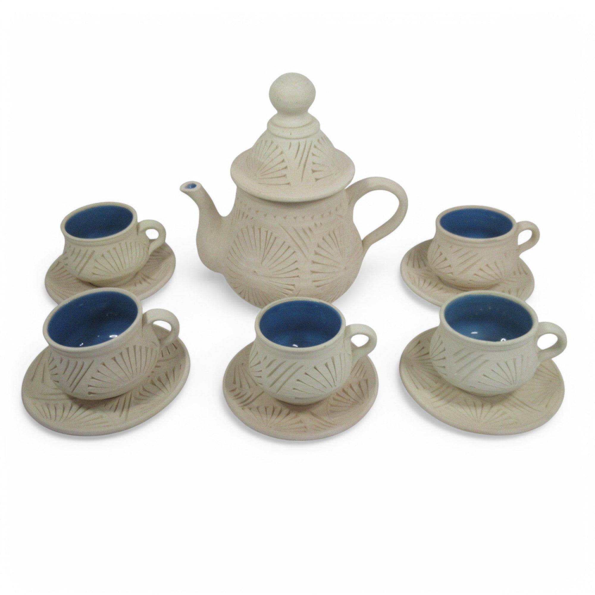 Overview image of 12-Piece Ceramic Pottery Coffee Pot Set Hand Decorated