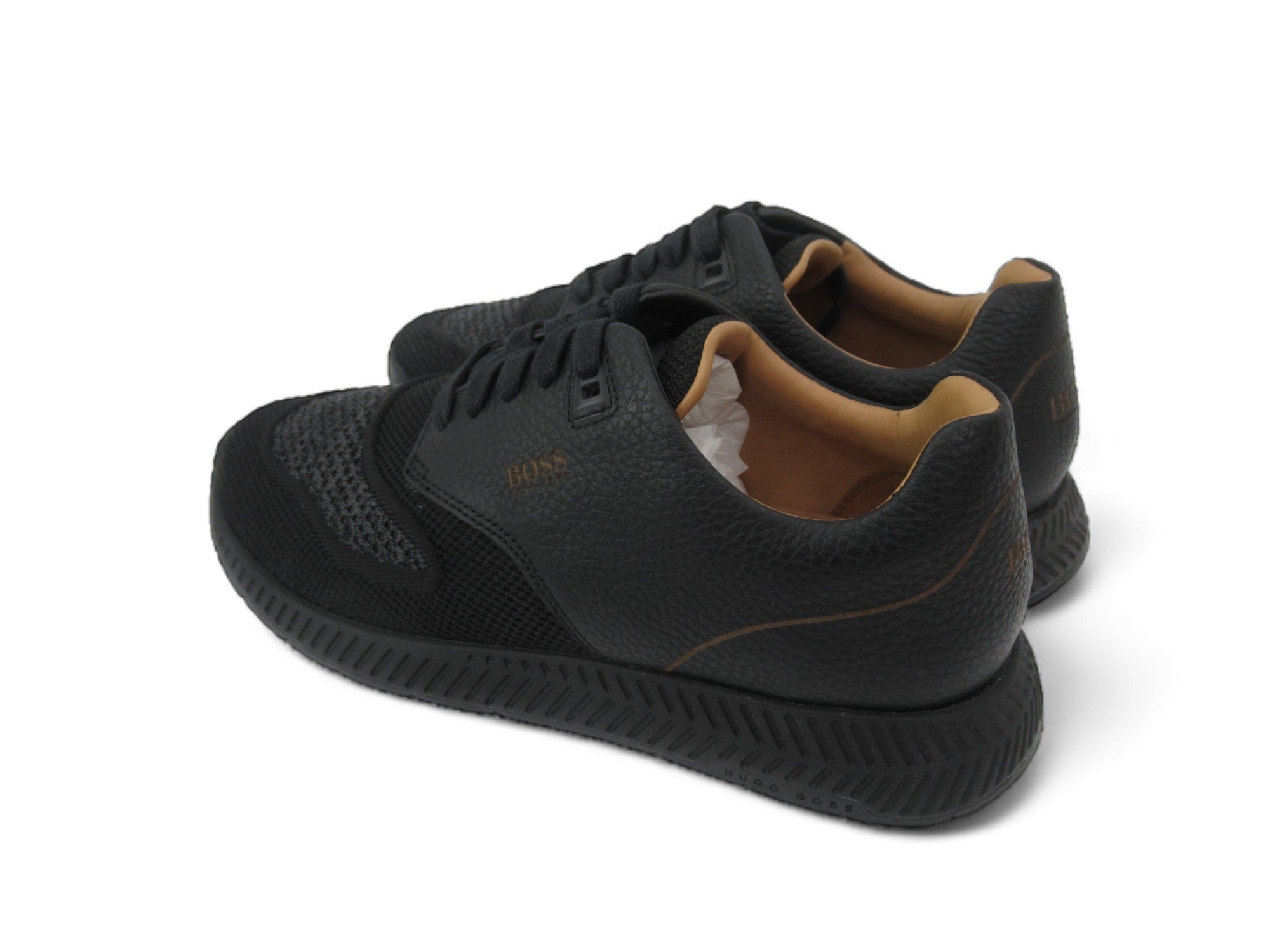 Side image for Hugo Boss UK 6 Black Trainers Leather Womenswear | Preloved