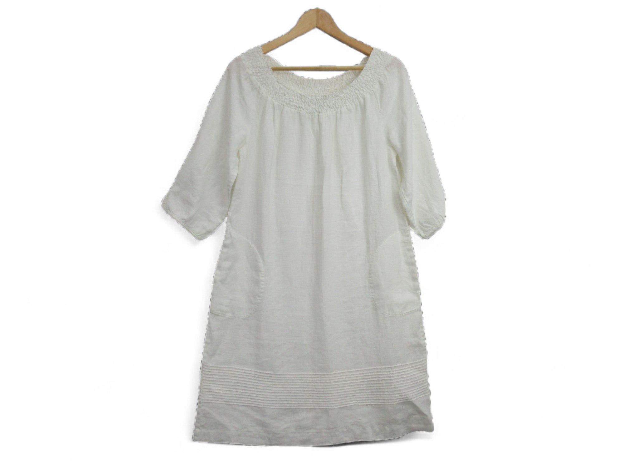 Front image for Boden UK 12R White Linen Dress Womenswear | Preloved