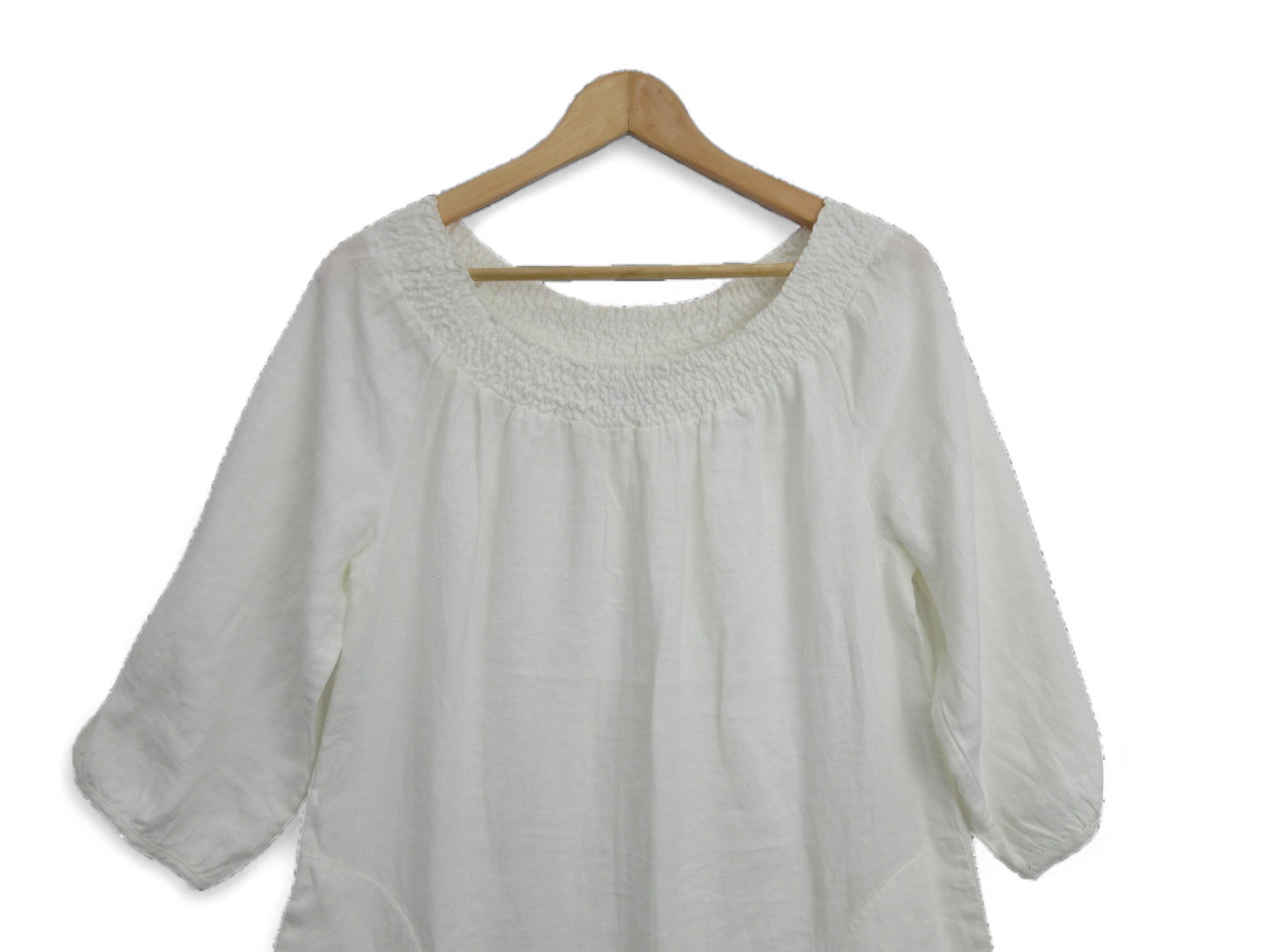 Close up front image for Boden UK 12R White Linen Dress Womenswear | Preloved