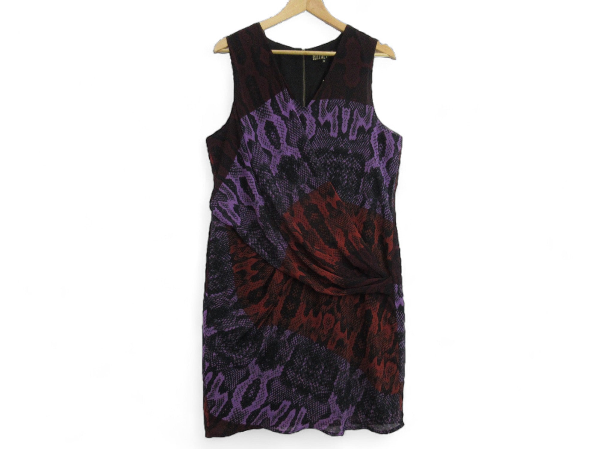 Front image for Biba UK 16 Multicoloured Snake Chiffon Dress Womenswear | Preloved
