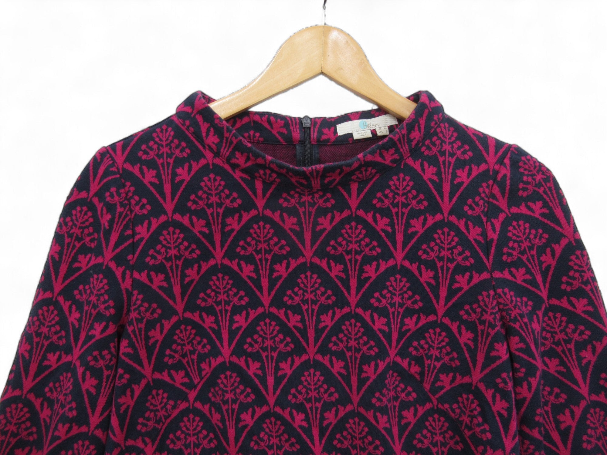 Close up front image for Boden Top UK 12 Black Pink High Neck Top Womenswear | Preloved