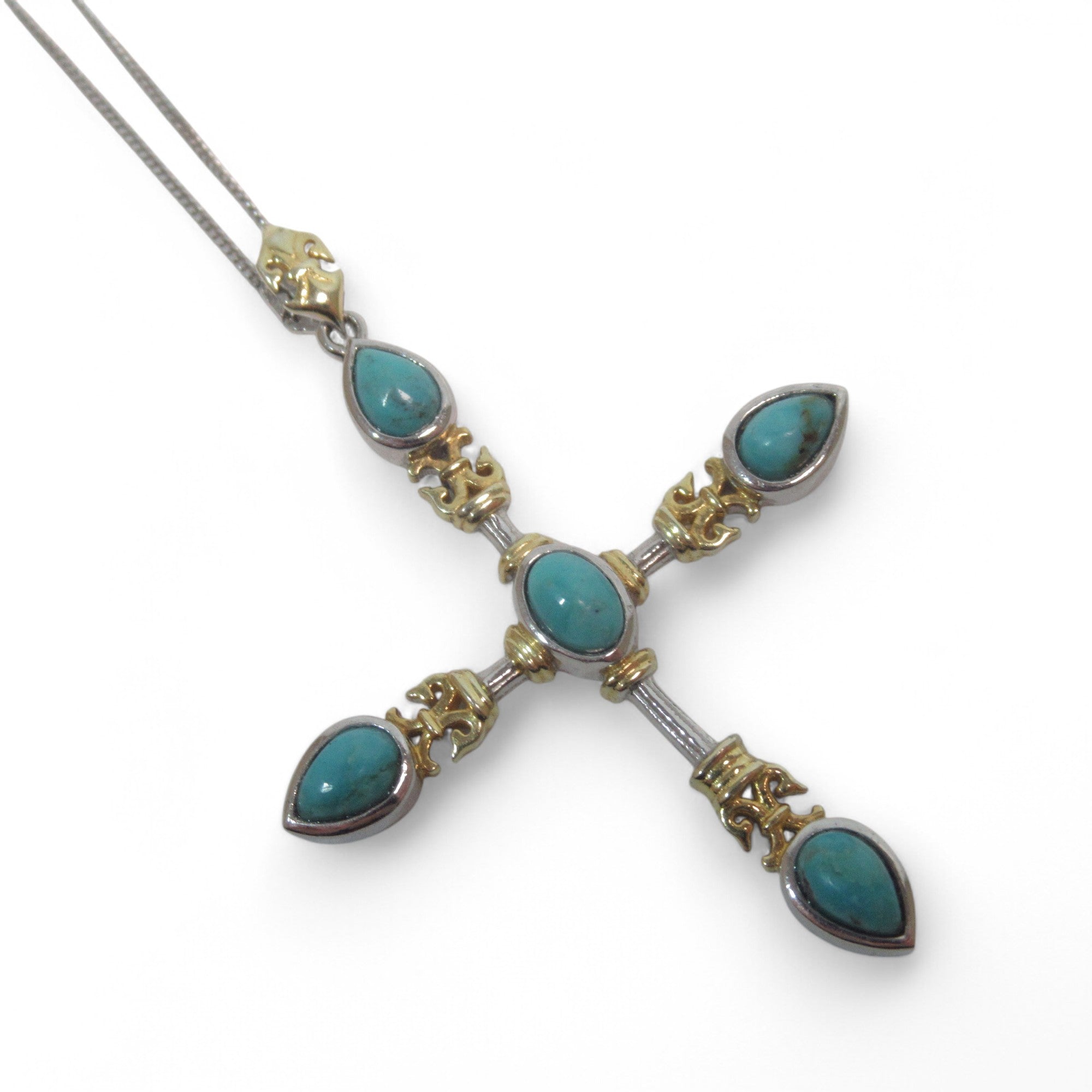 Cross image of Turquoise & Sterling Silver Cross Pendant Necklace
