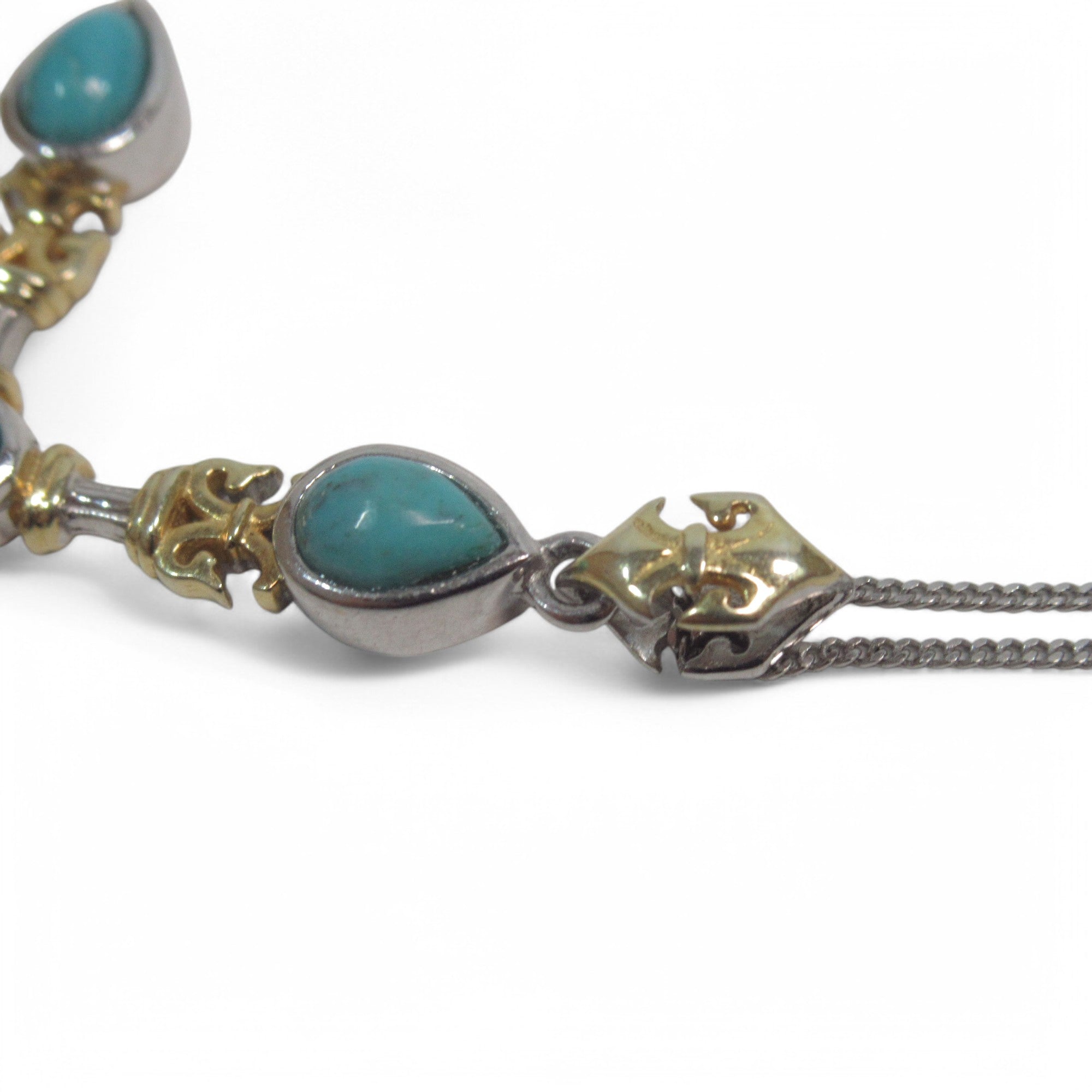 Close up image of Turquoise &amp; Sterling Silver Cross Pendant Necklace