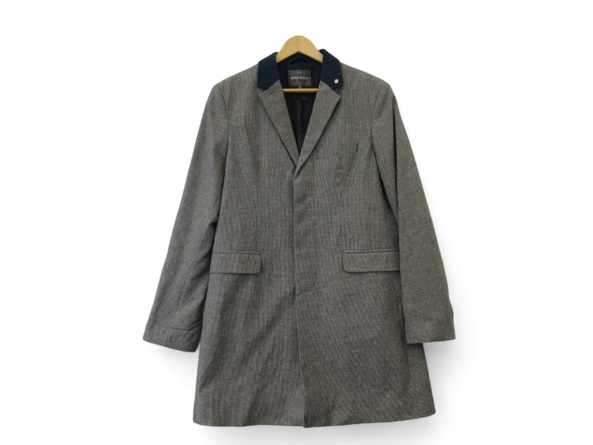 Front image for Peter Werth Large Navy Fleck Formal Coat Menswear | Preloved