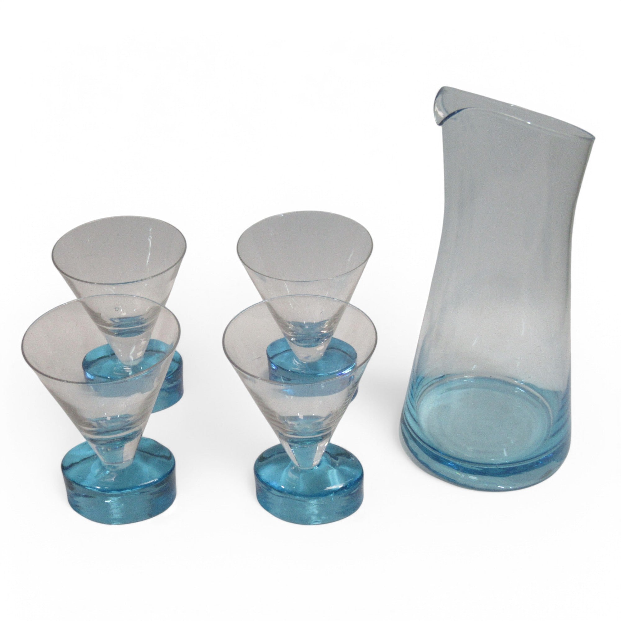 Overview image of 5-Piece Aqua Blue/Clear Glass Pitcher Jug & Glasses Set