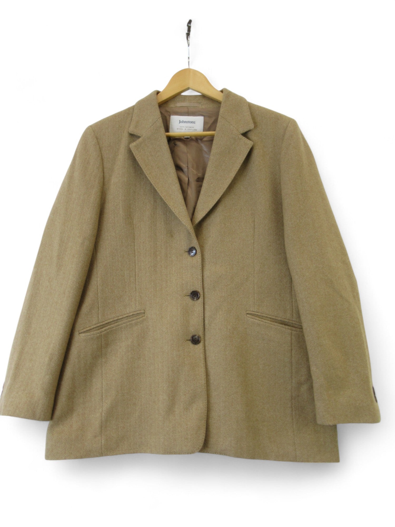 Front image for Johnstons UK 16 Brown Herringbone Blazer Womenswear | Preloved