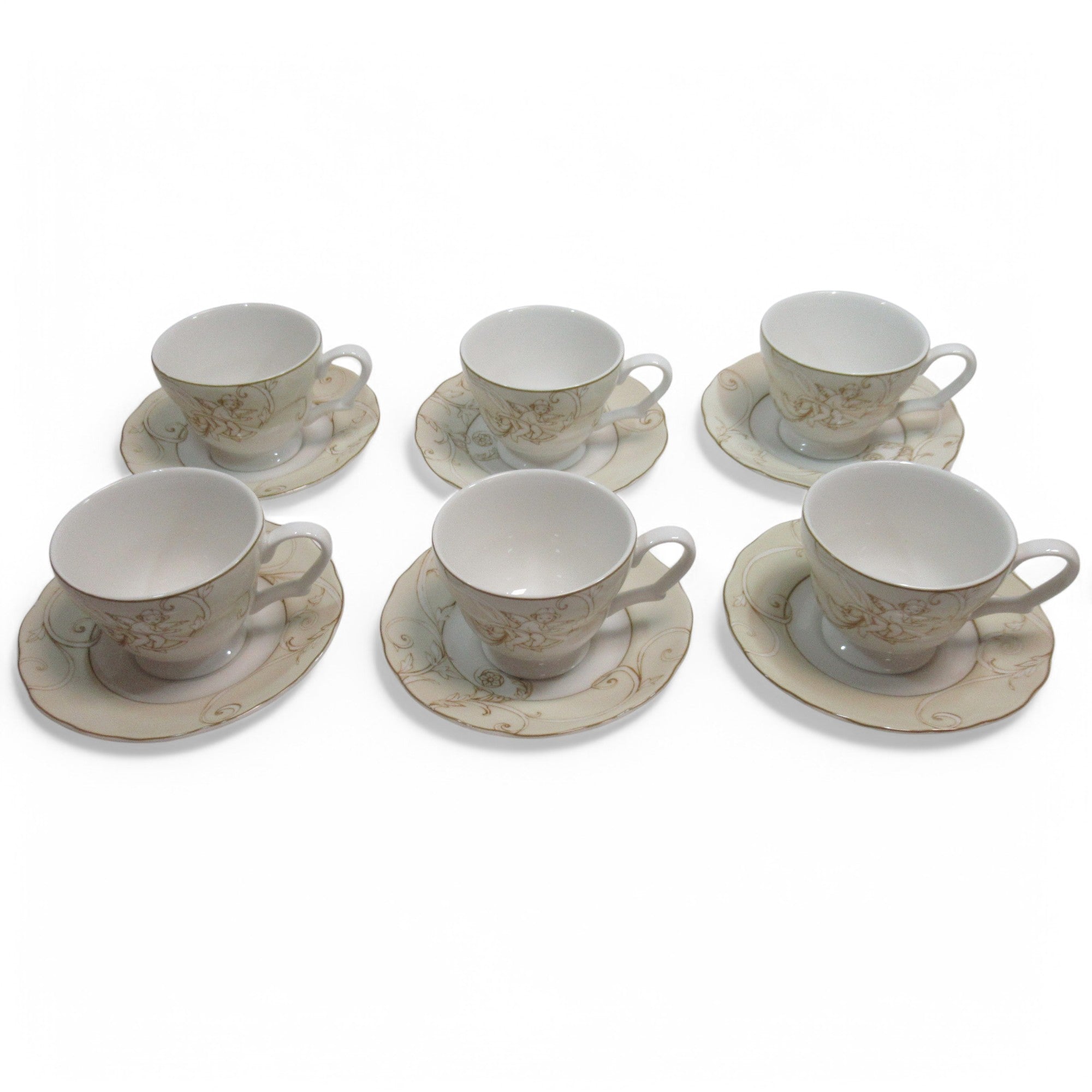 Overview image of Maisons du Monde 6 Teacups & Saucers Angel Design Porcelain