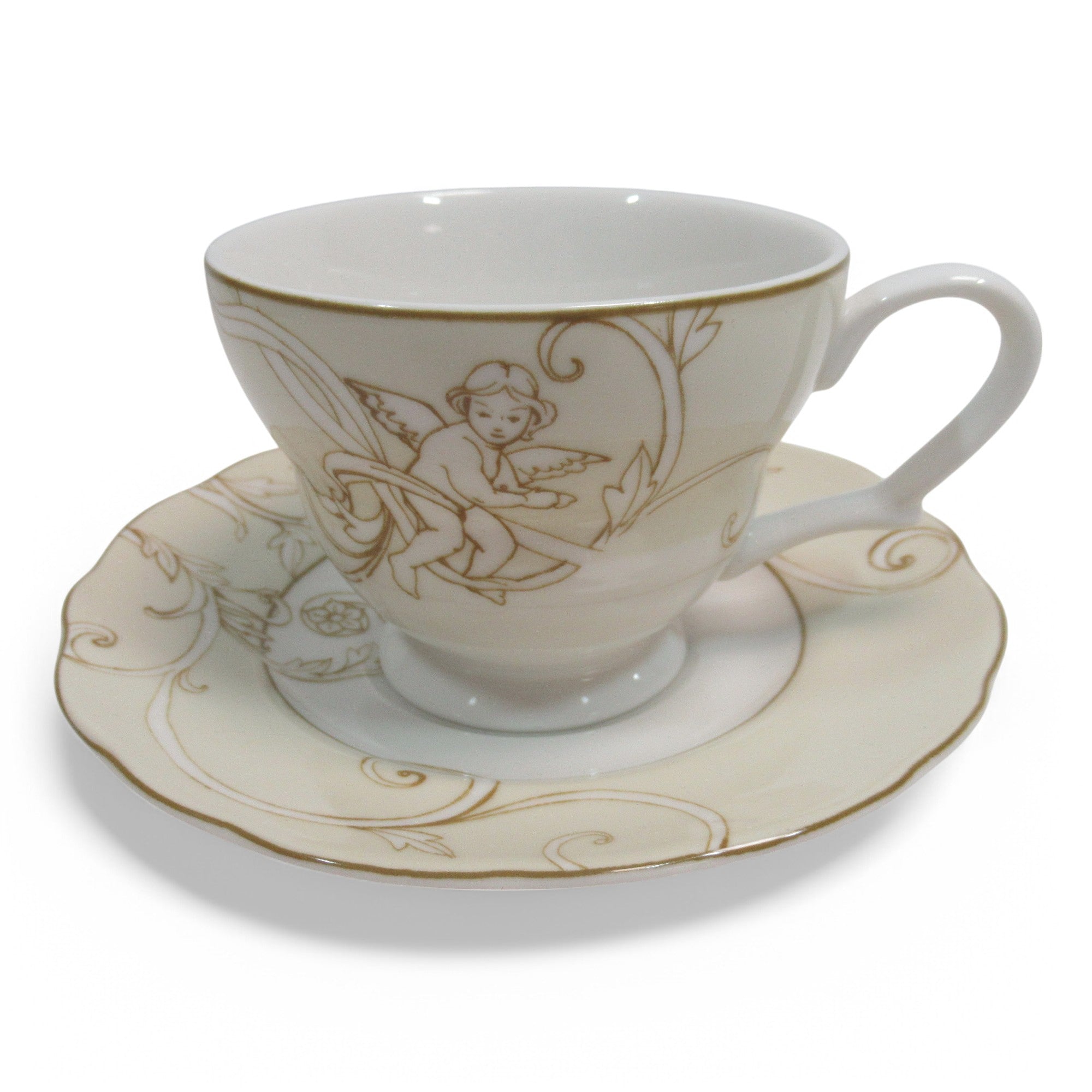 Cup & saucer image of Maisons du Monde 6 Teacups & Saucers Angel Design Porcelain