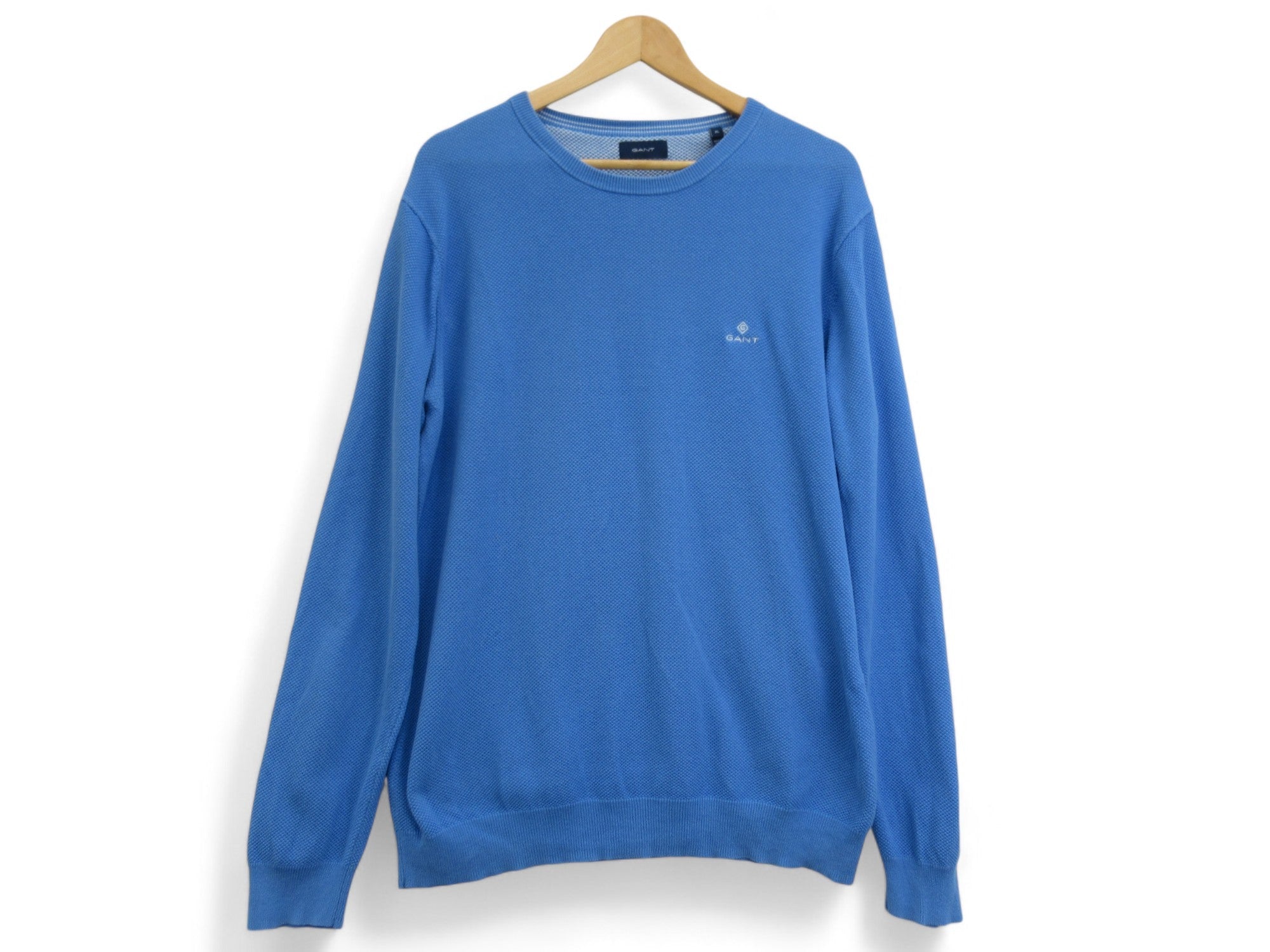 Front image for Gant XL Blue Cotton Crew Neck Jumper Menswear | Preloved
