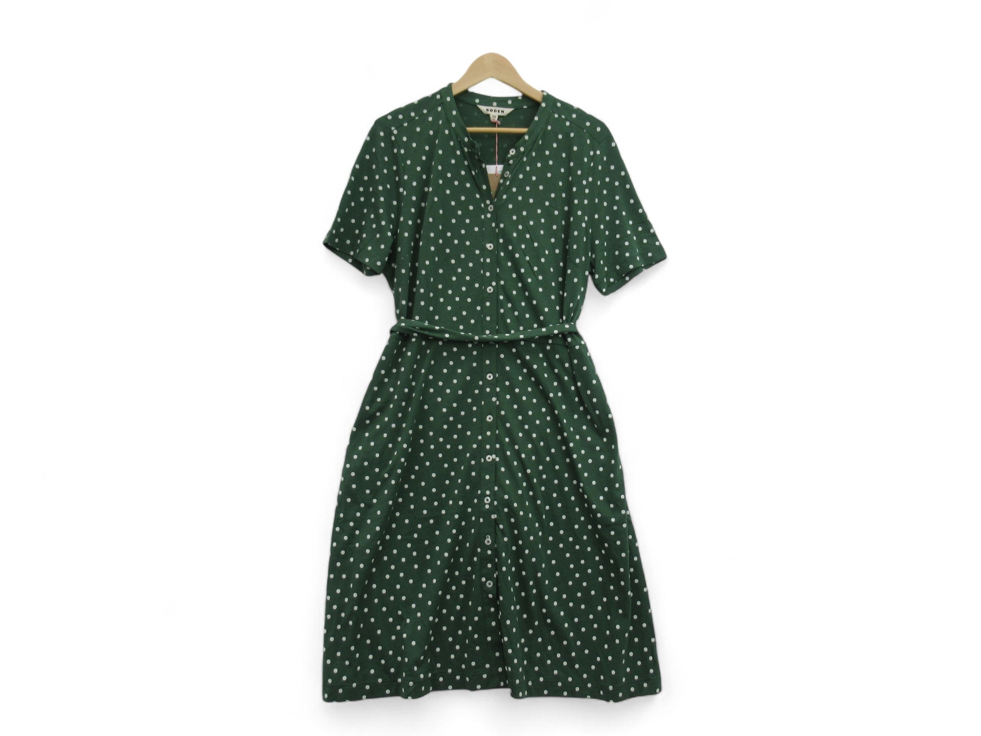 Front image for Boden UK 18R Green Midi Spotted Dress Womenswear | Preloved