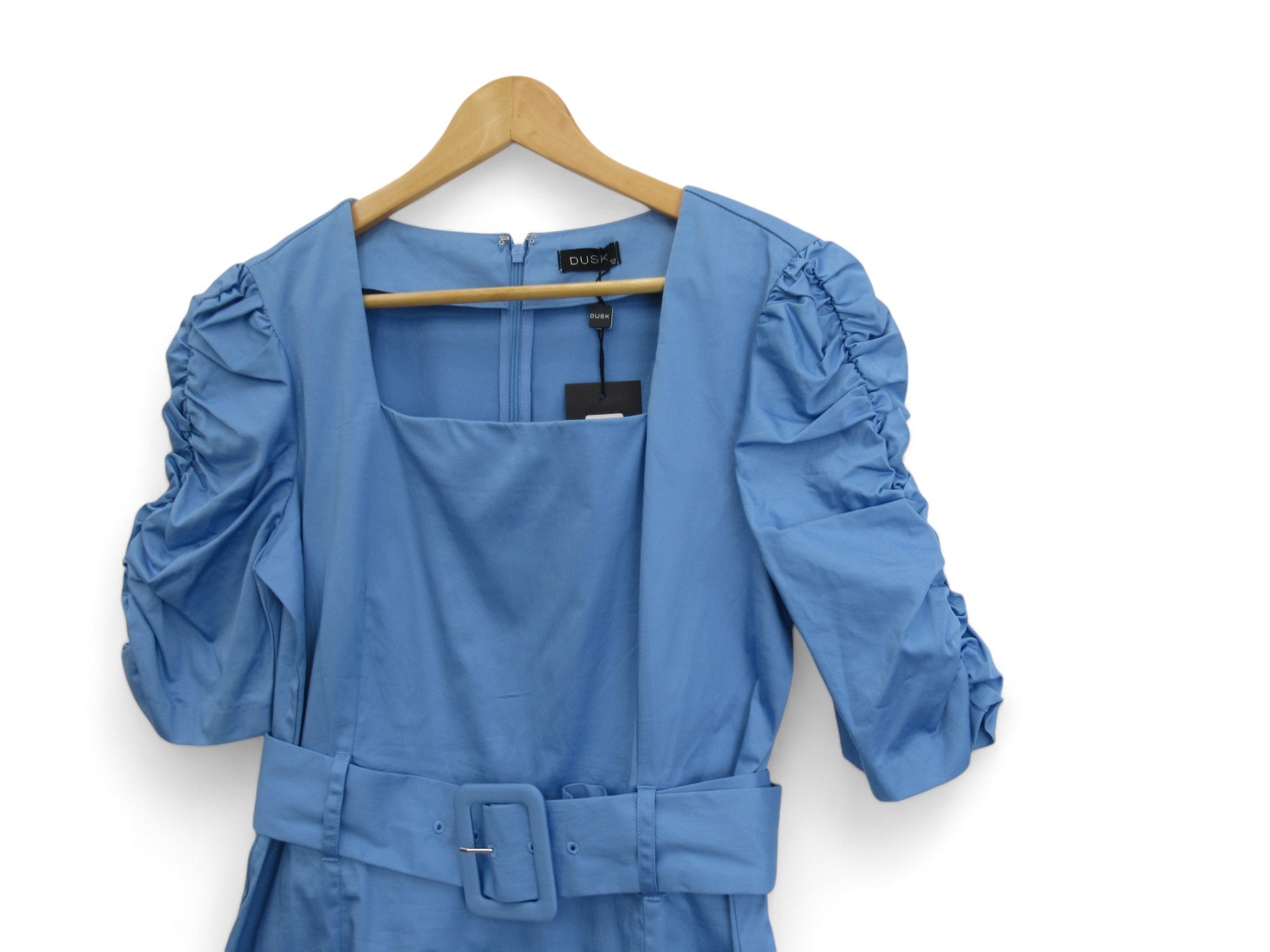 Top image for Dusk UK 12 Blue Puff Sleeve Dress Womenswear | Preloved