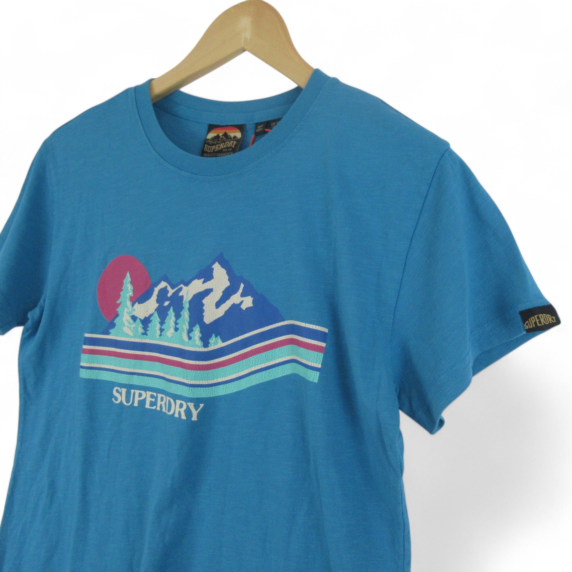 top image for SuperDry UK 14 Blue T Shirt Top Cotton Womenswear | Preloved