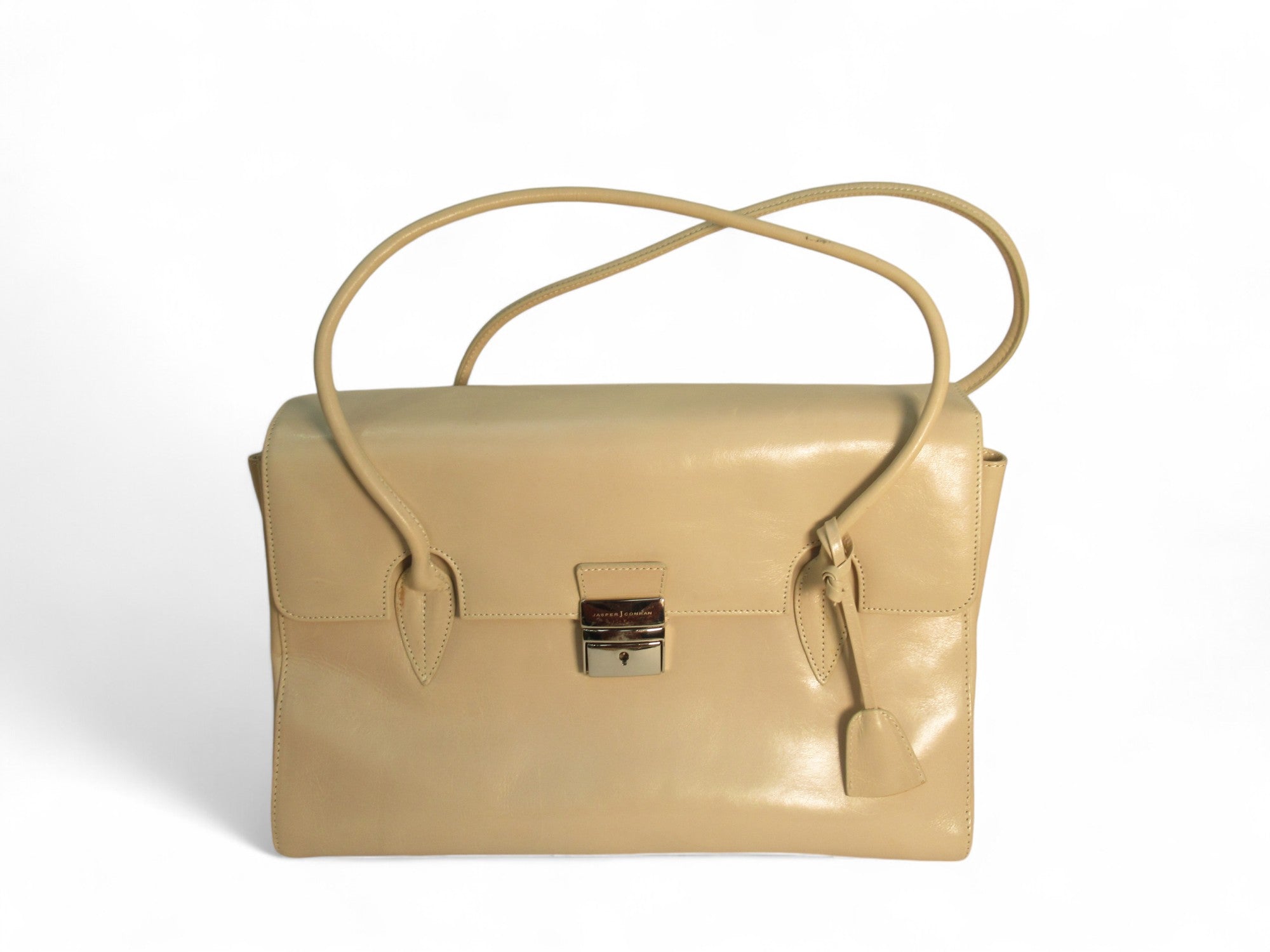 Front image for Jasper Conran Handbag Medium Nude Leather Womenswear | Preloved