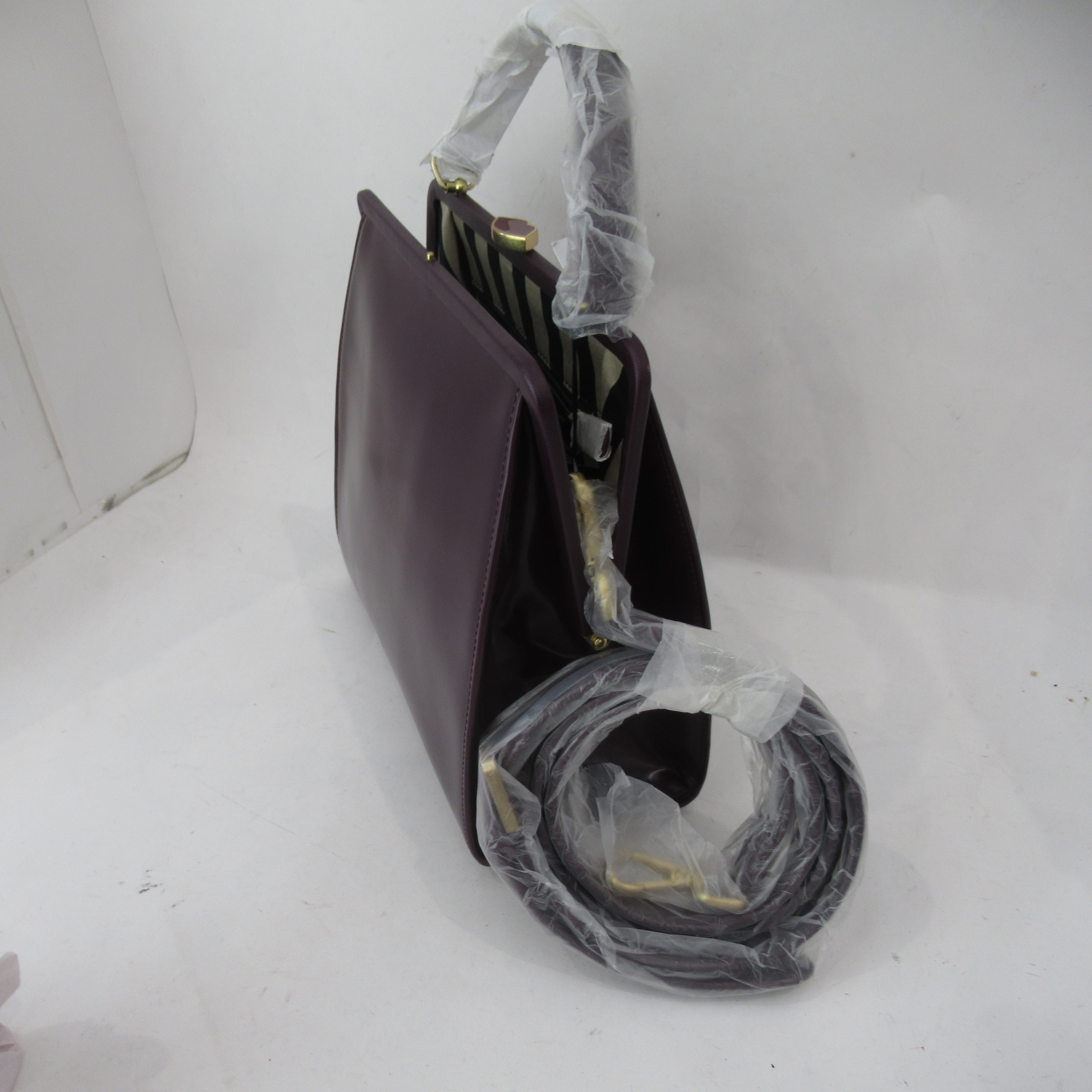 crossbody strap image for Lulu Guinness Hand Bag Damson Leather Womenswear | Preloved