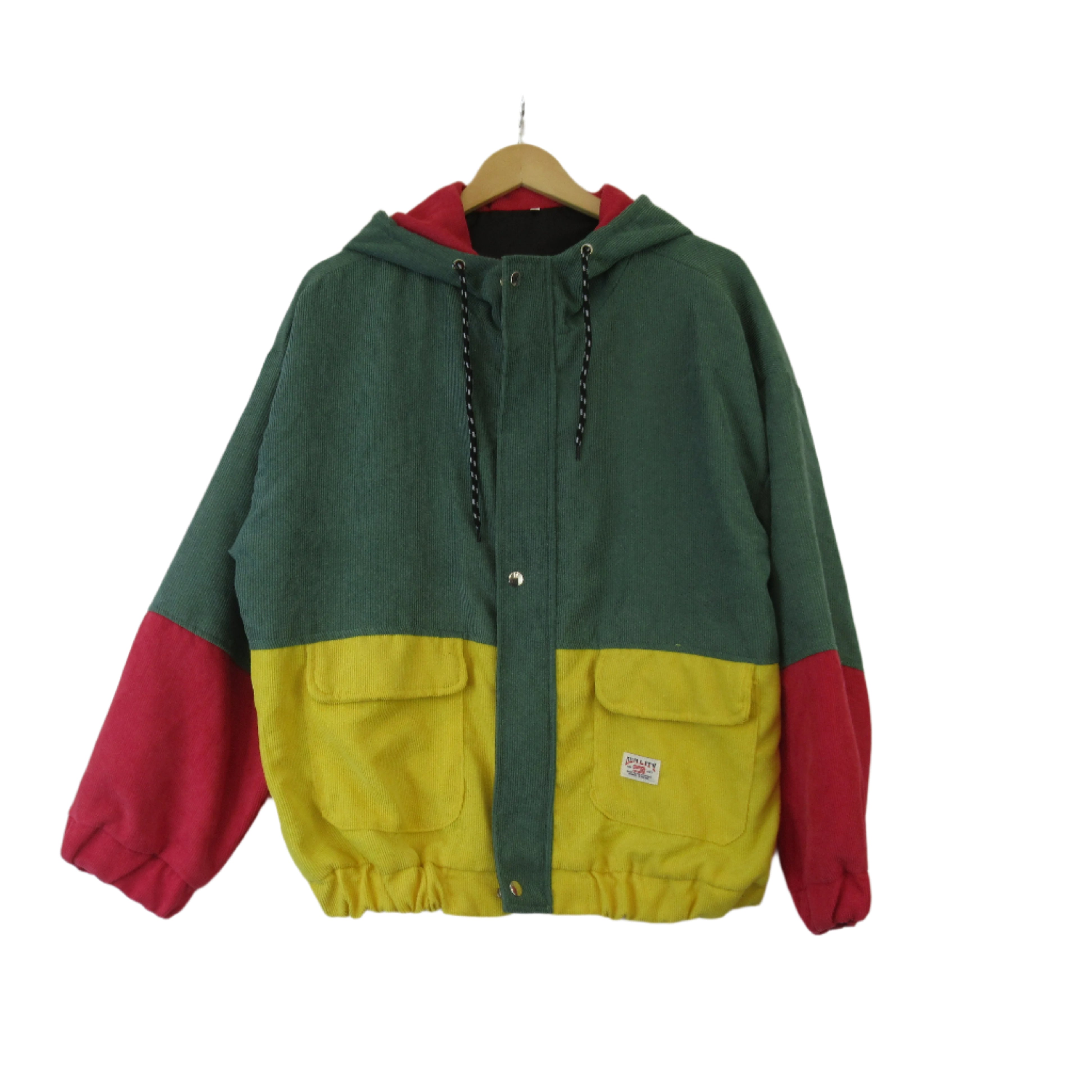 front image for Duality Vintage Corduroy Hoodie XL Colour Block Menswear | Preloved