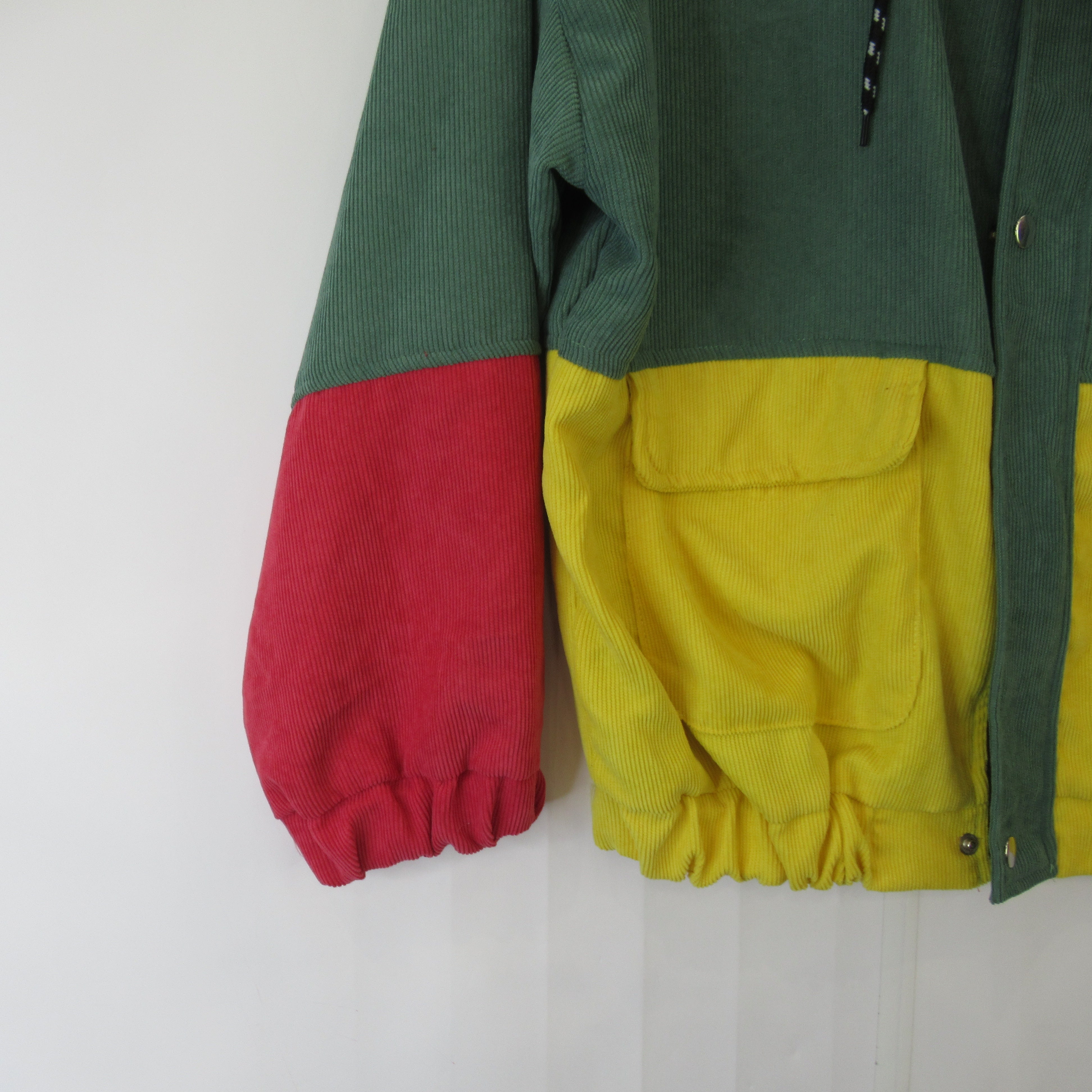 sleeve image for Duality Vintage Corduroy Hoodie XL Colour Block Menswear | Preloved 