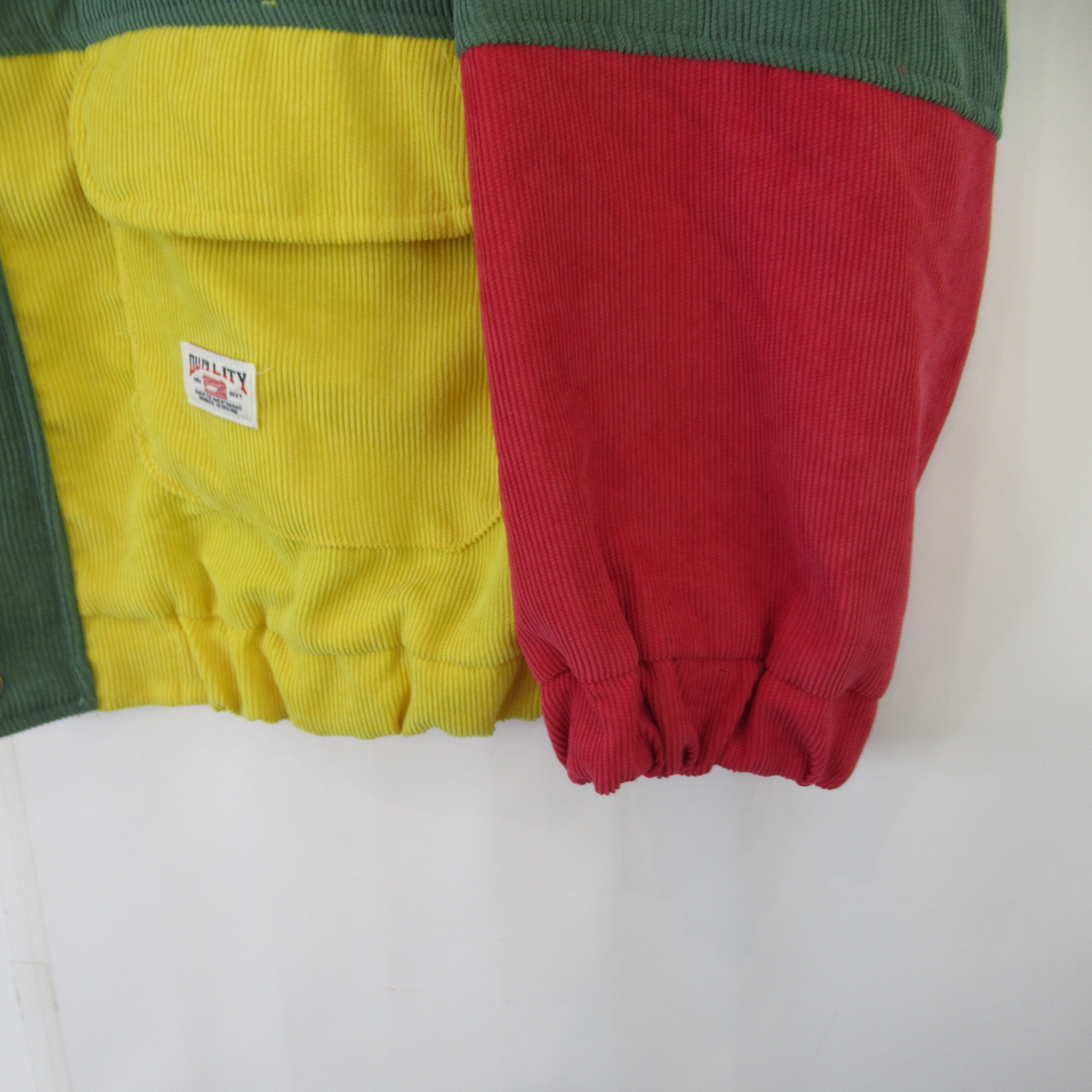 cuff image for Duality Vintage Corduroy Hoodie XL Colour Block Menswear | Preloved 