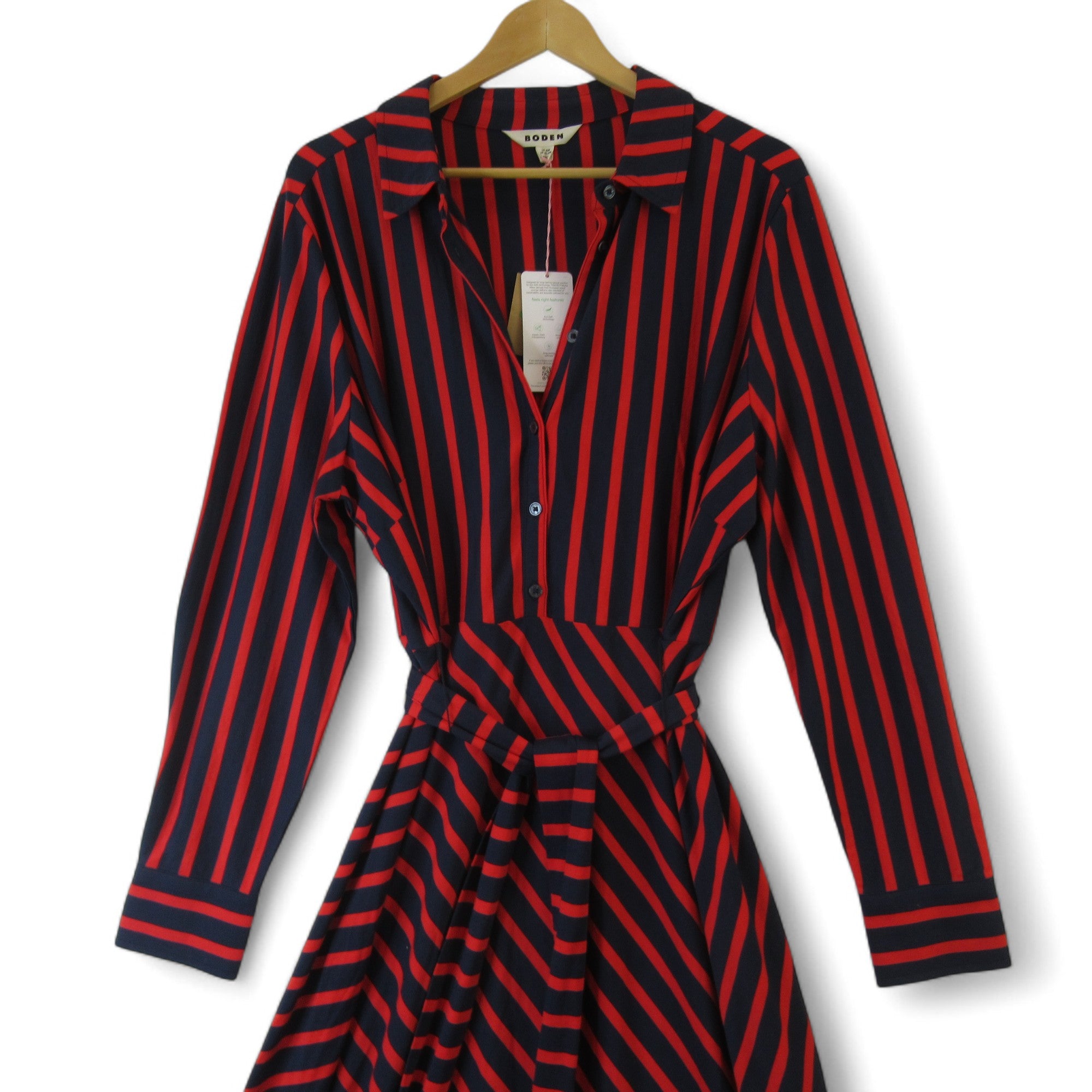 top image Boden Shirt Dress UK 22 Red Blue Striped Womenswear | Preloved