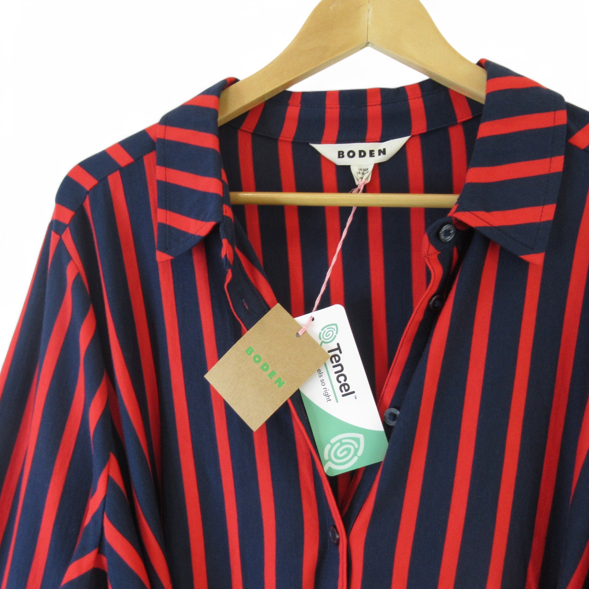 top image Boden Shirt Dress UK 22 Red Blue Striped Womenswear | Preloved