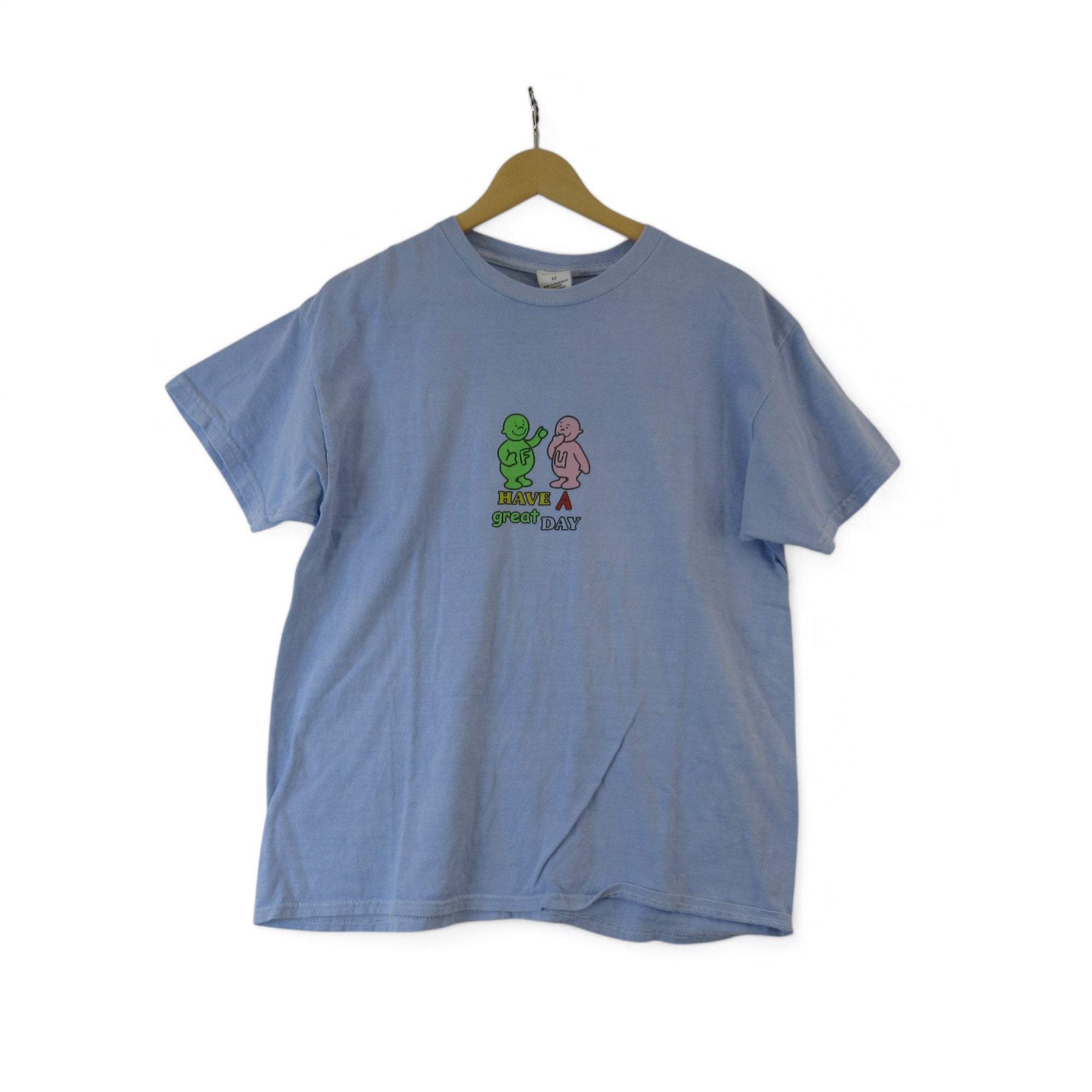 front image Urban Outfitters T Shirt Small Blue Menswear | Preloved