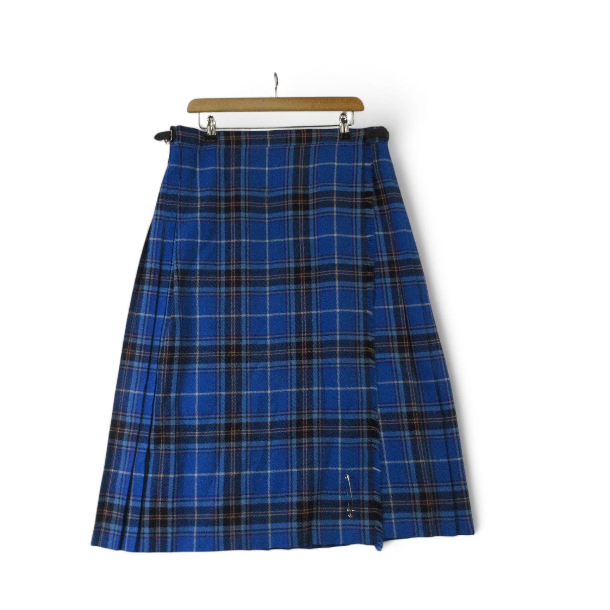 front image James Pringle Weavers Tartan Kilt W34" Blue Womenswear | Preloved