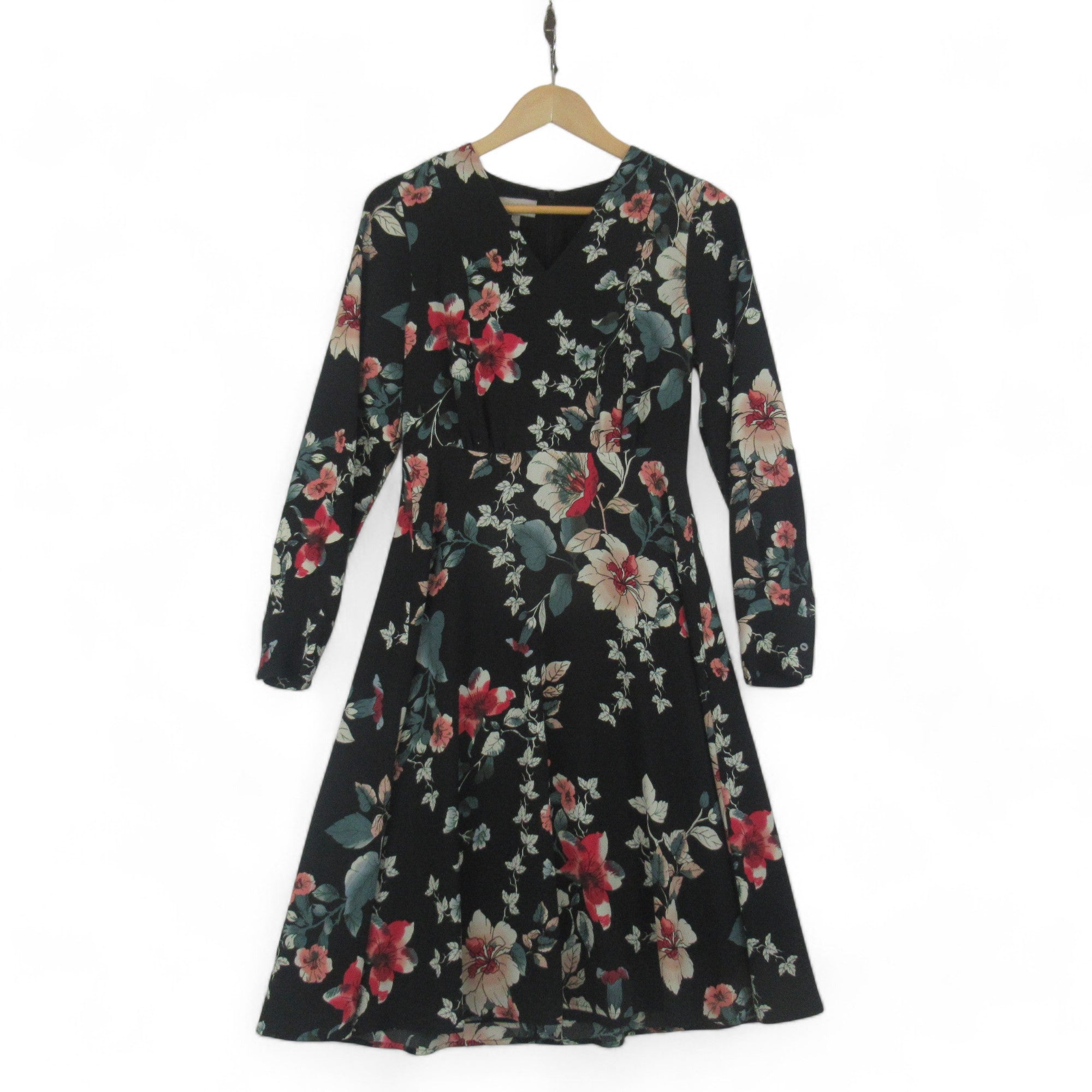 front image for Hobbs UK 8 Black Floral Dress Womenswear | Preloved
