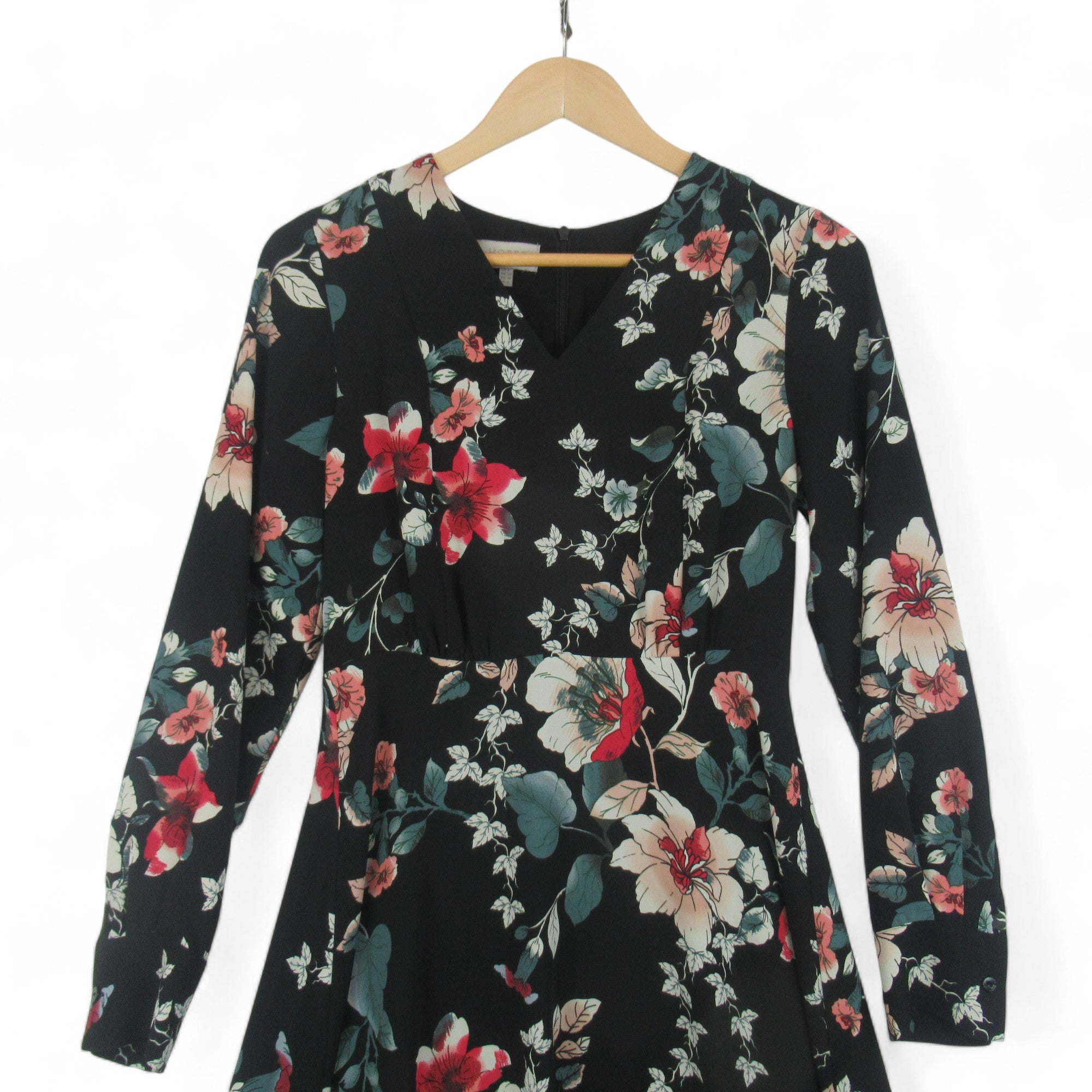 top image for Hobbs UK 8 Black Floral Dress Womenswear | Preloved