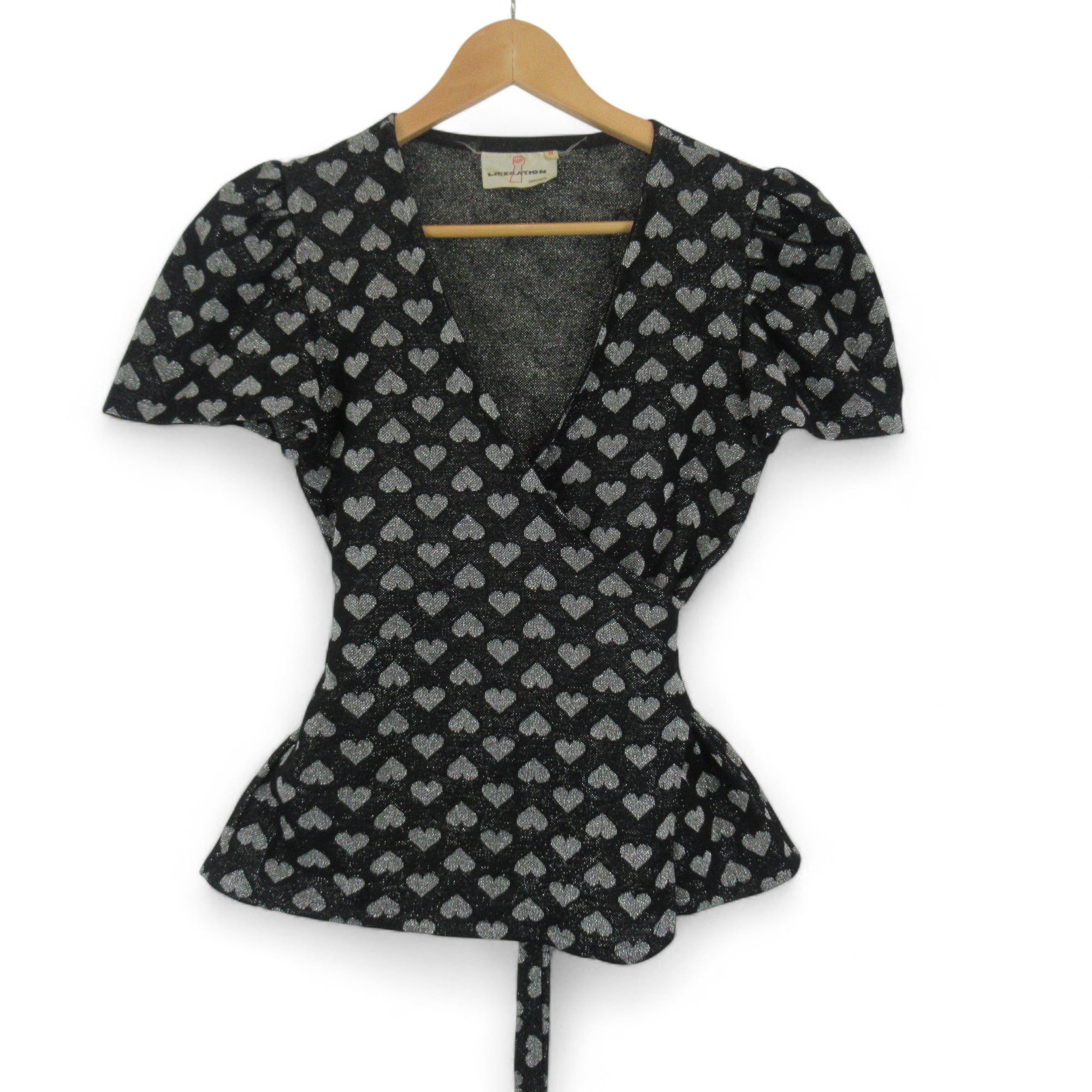 front image for Liberation London Vintage Small Black Silver Top Womenswear | Preloved