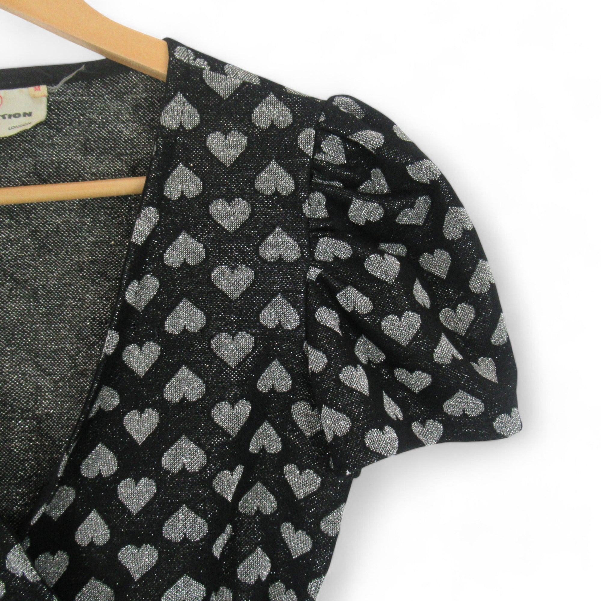 sleeve image for Liberation London Vintage Small Black Silver Top Womenswear | Preloved