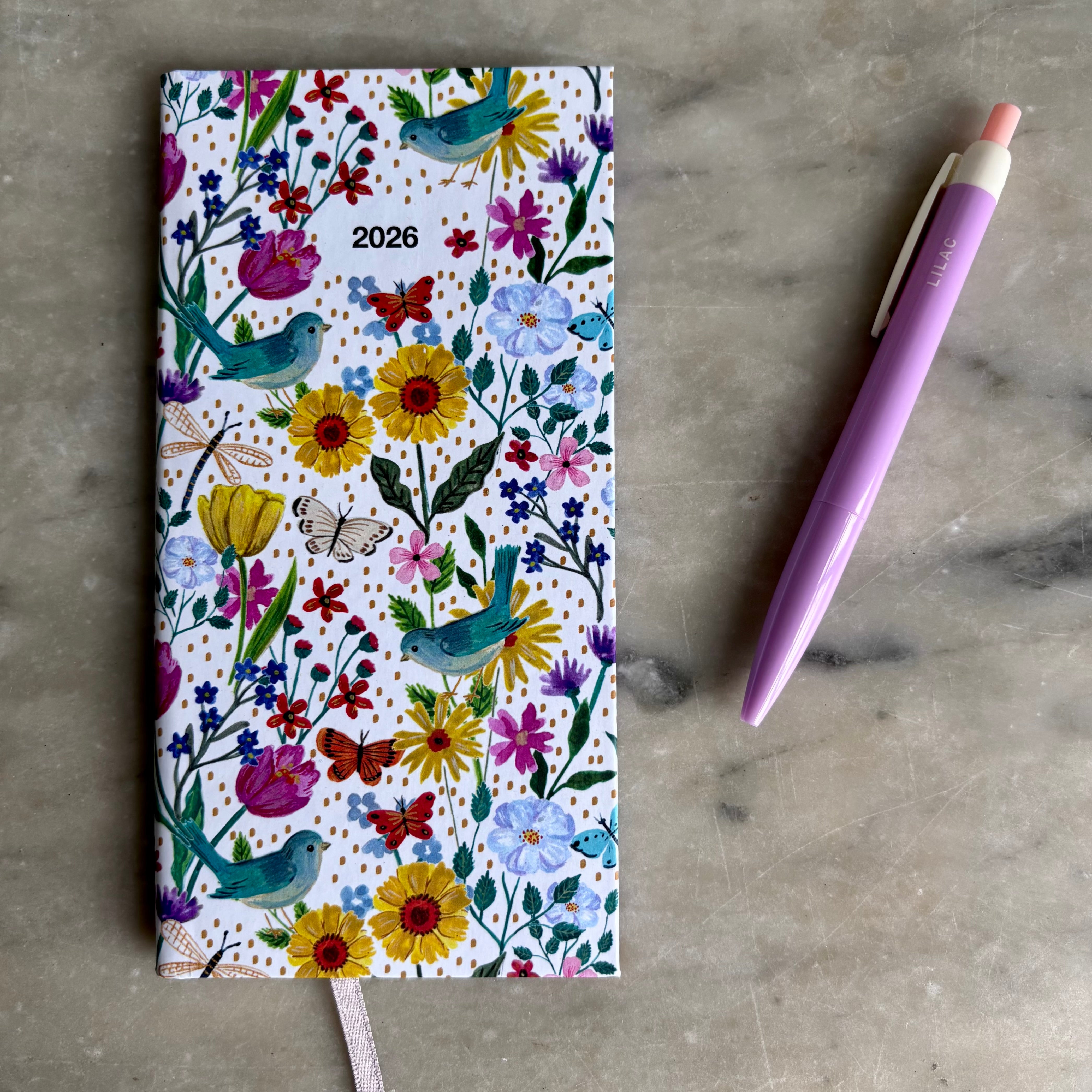2026 Slim diary | Bird and floral design