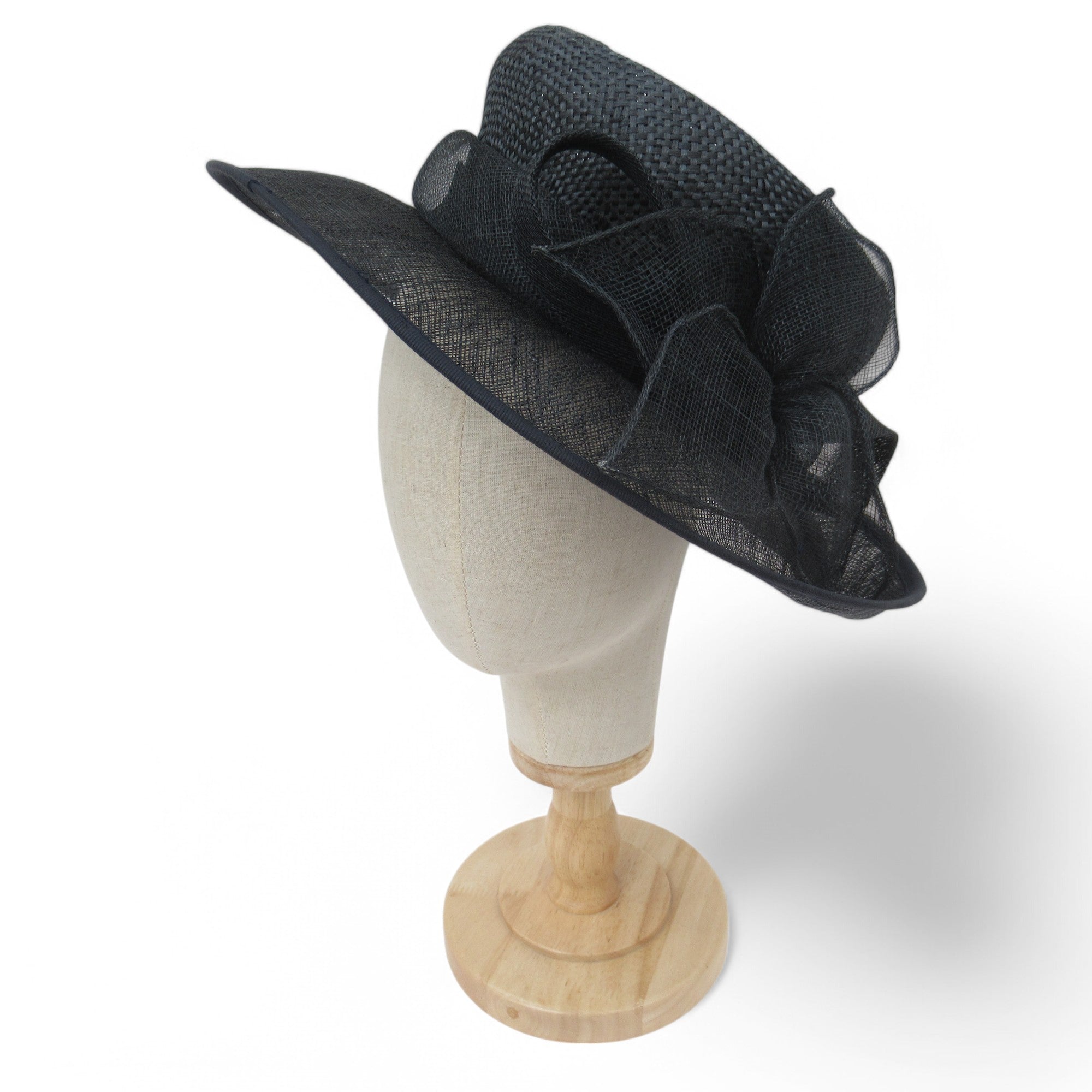 front image for BHS Mother Of Bride Hat Navy Straw Vintage Womenswear | Pre-loved