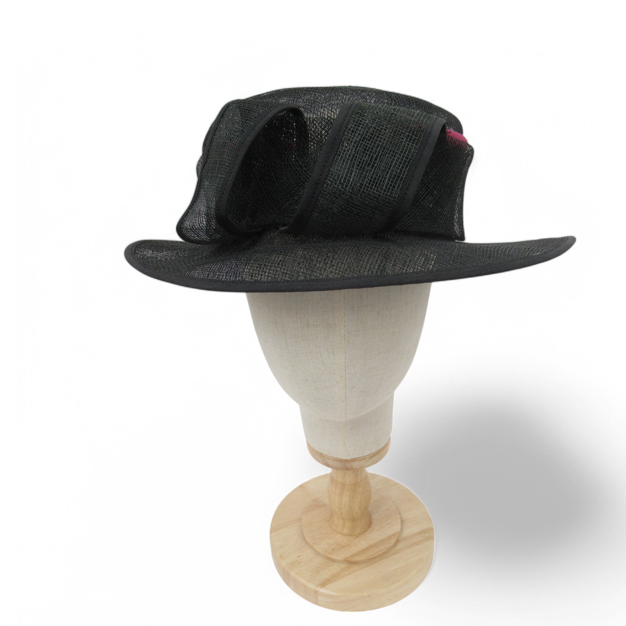 front image for Mother Of Bride Wedding Vintage Hat Black Straw Womenswear | Pre-loved