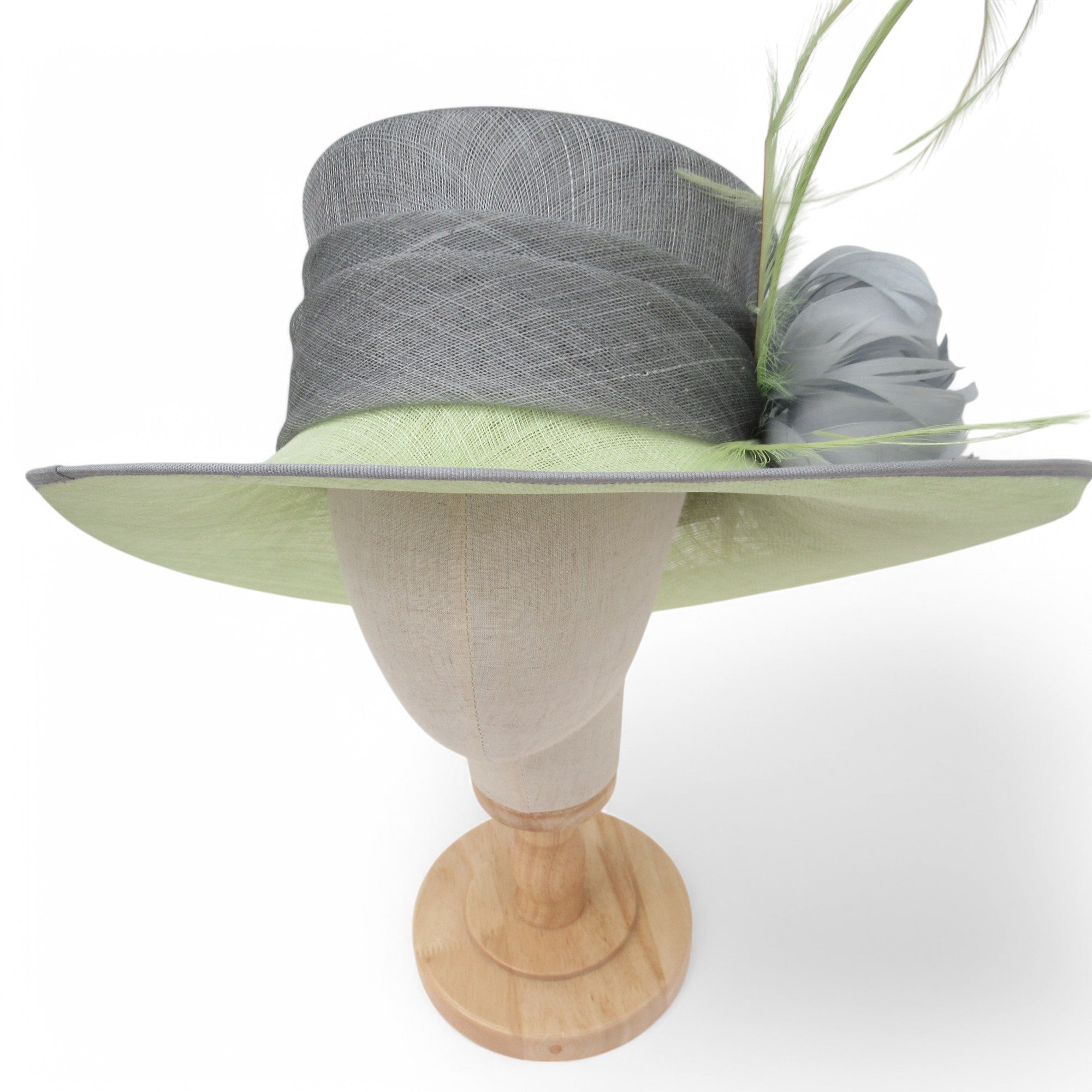 front image for Jacques Vert Mother Of Bride Vintage Hat Lime Grey Womenswear | Pre-loved