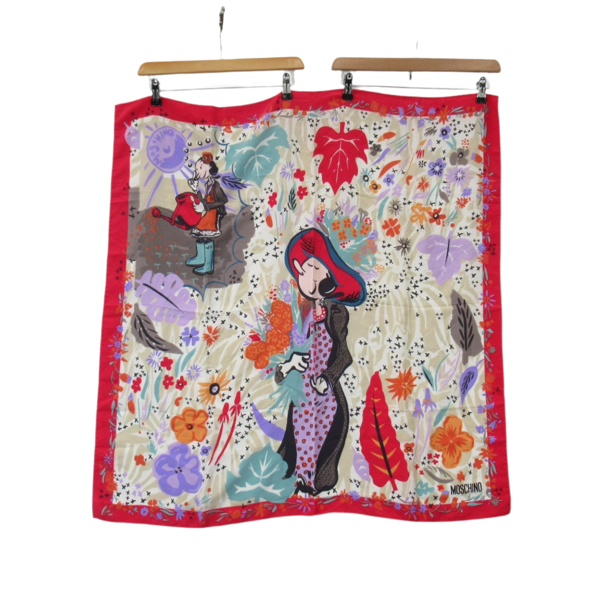 Front image for Moschino Popeye Olive Oyl Silk Scarf Womenswear | Preloved