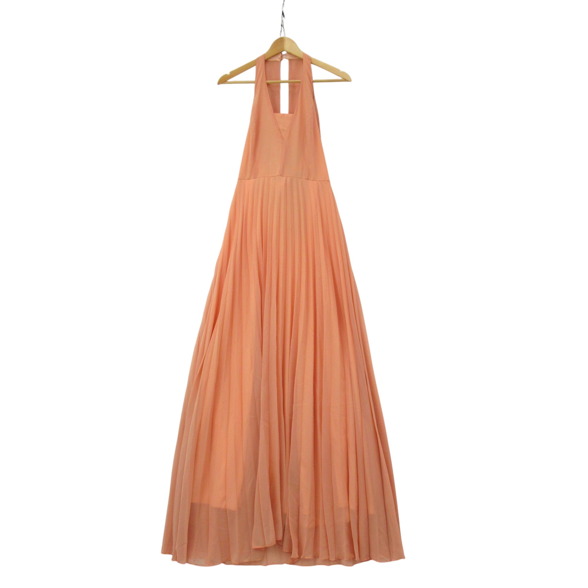 front image for Boohoo Bridesmaid Dress UK 8 Apricot Chiffon Pleated Womenswear | Pre-loved