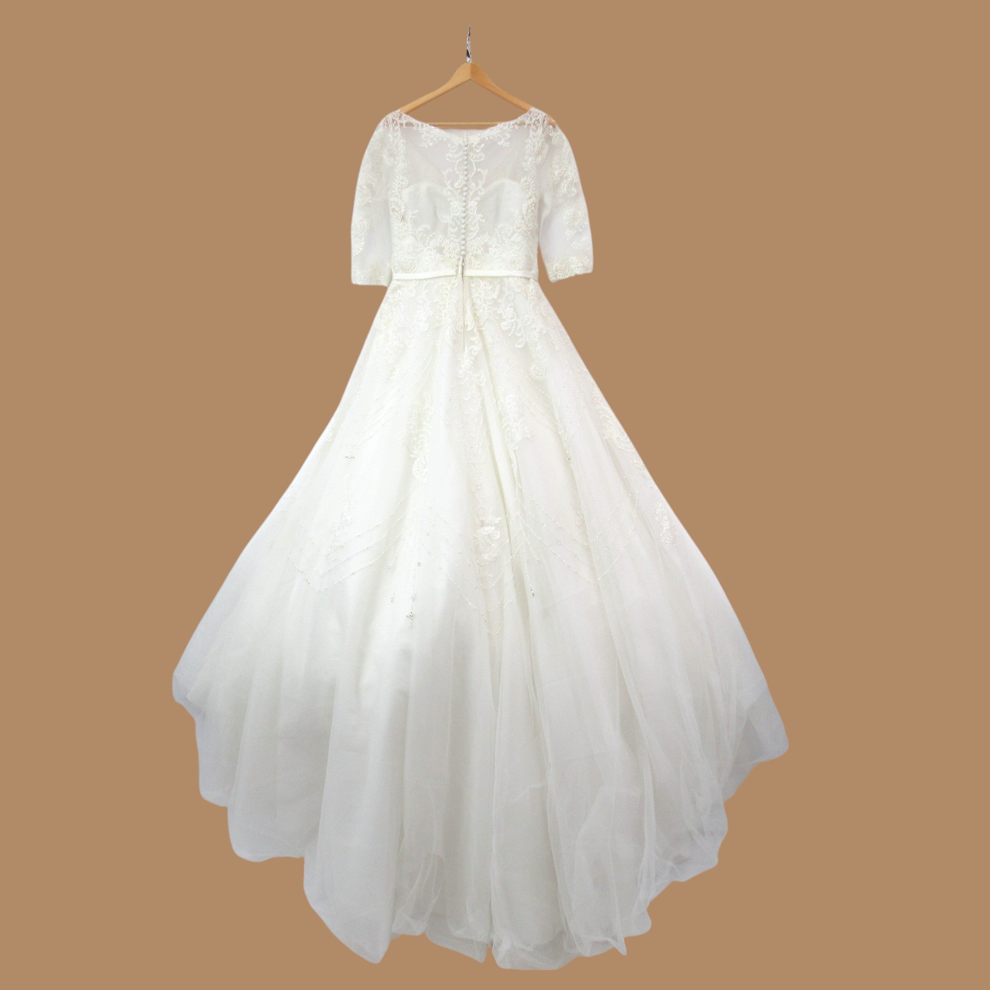 back image for Ronald Joyce Wedding Dress UK 14 Ivory Womenswear | Pre-loved