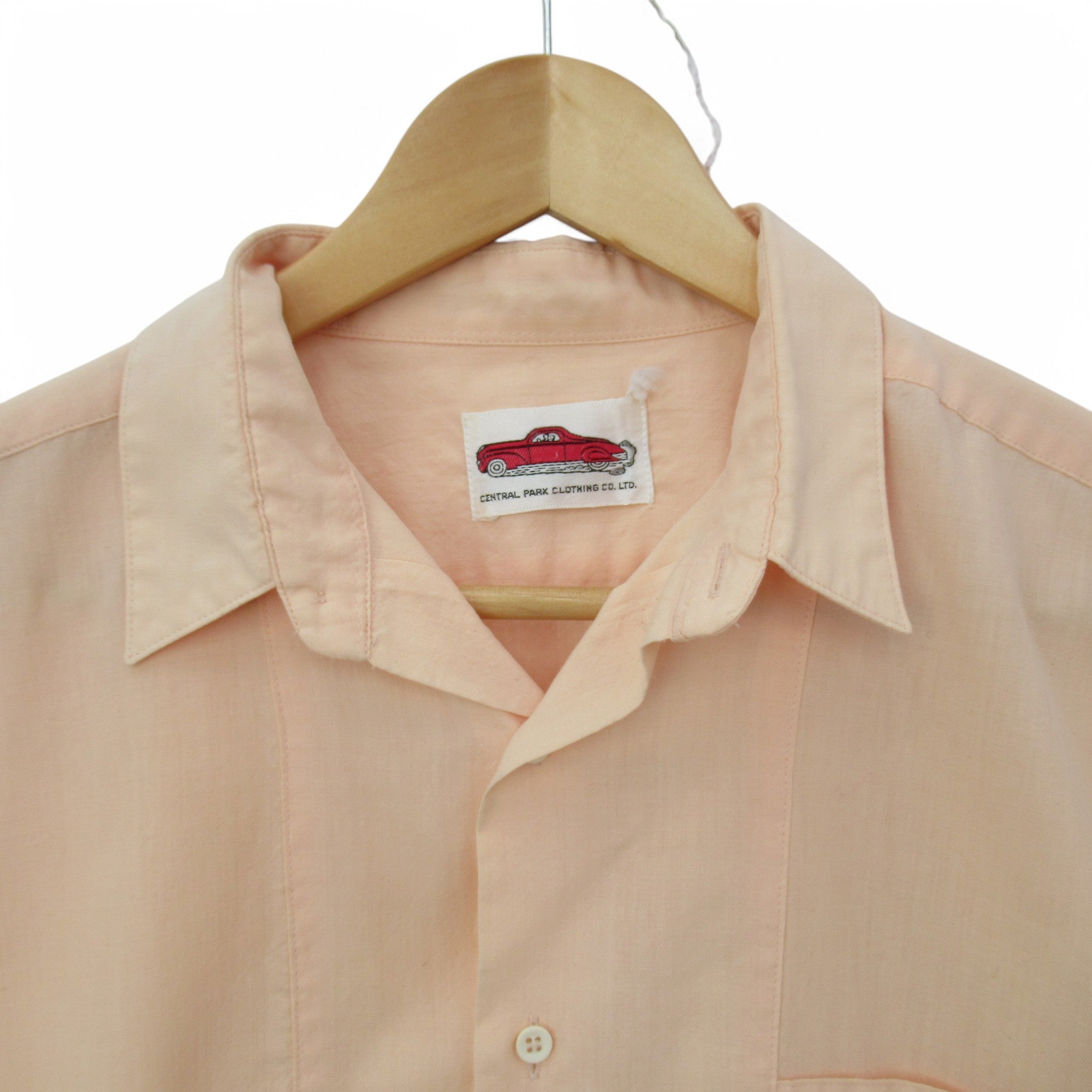 collar image for Central Park Clothing Co Ltd Vintage Shirt Peach Medium Menswear | Pre-loved