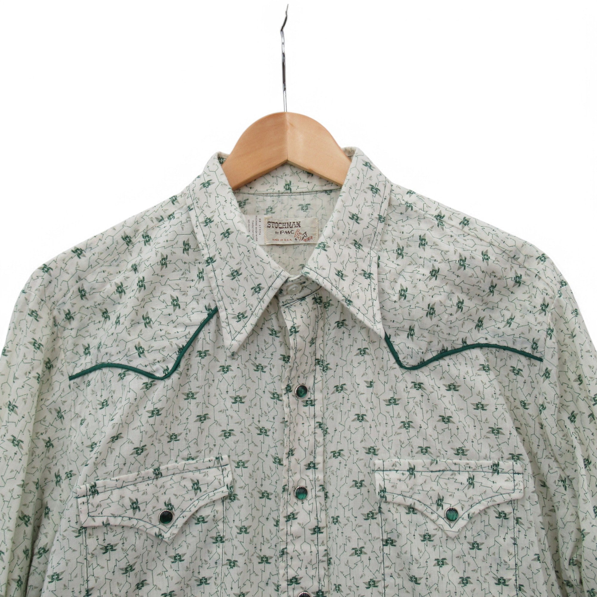 top image for Stockman Vintage Shirt XXL Green Cream Menswear | Pre-loved