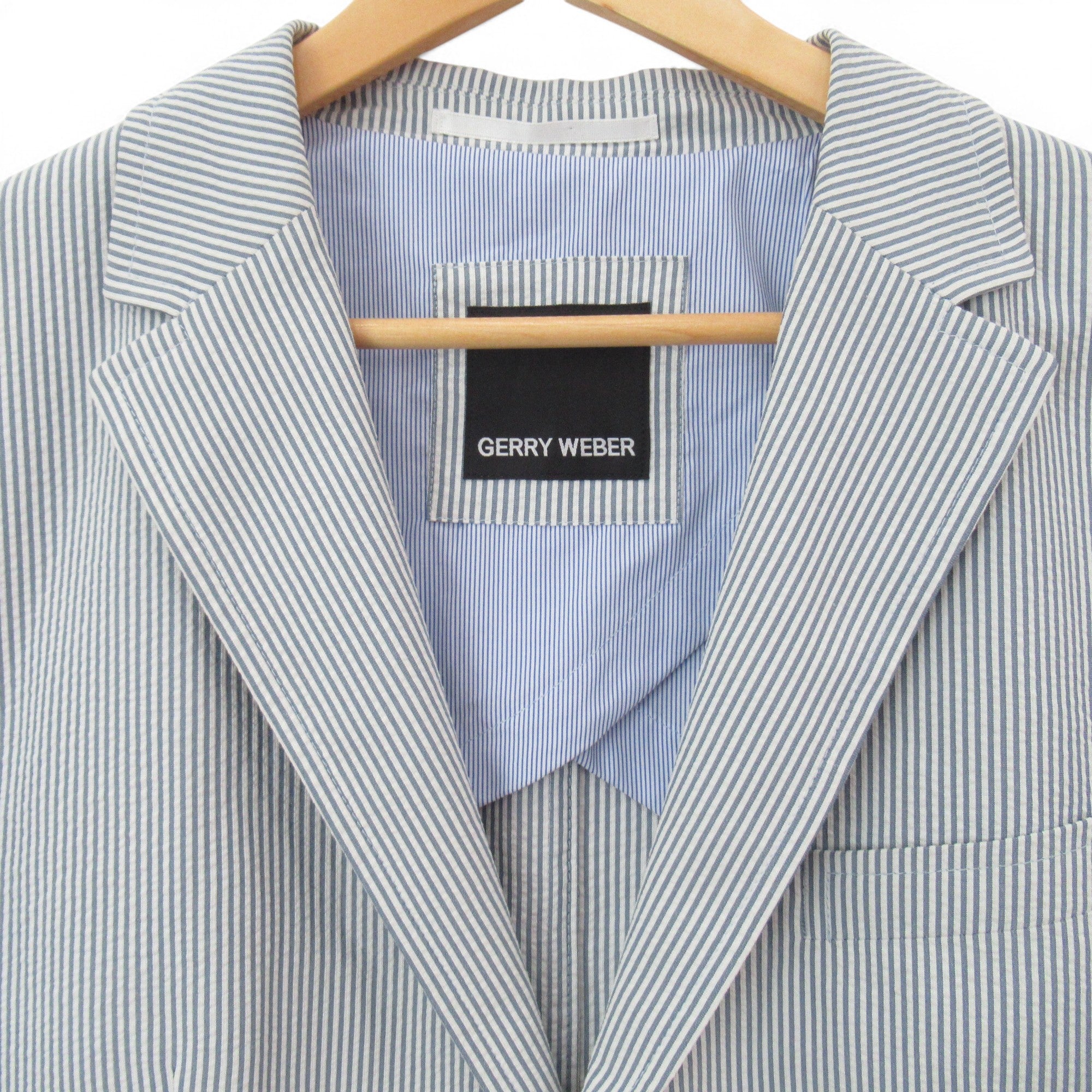 collar image for Gerry Weber Pinstripe Blazer Blue White XXL Menswear | Pre-loved