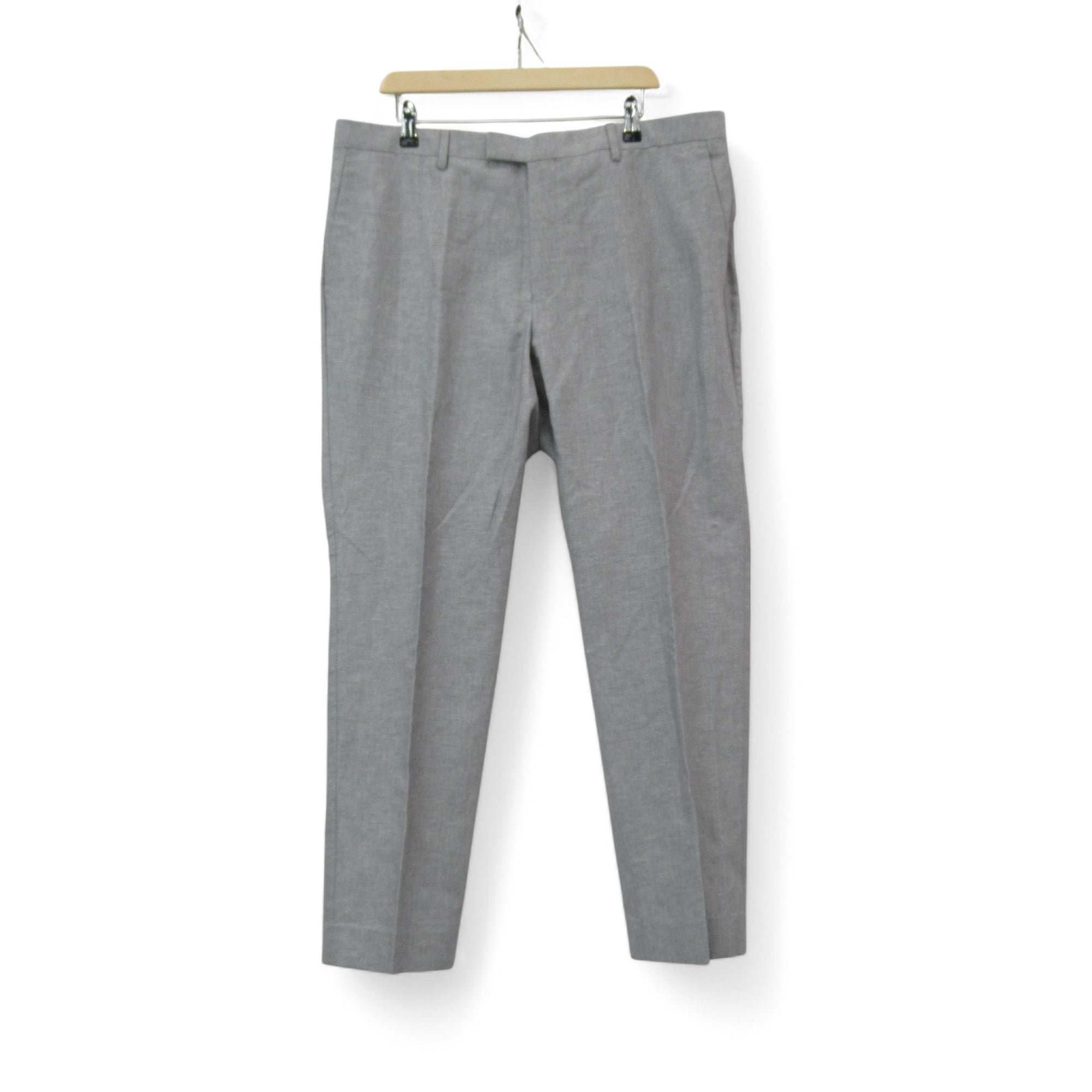 front image for Reiss Chino Trousers Grey W38" Linen Blend Menswear | Pre-loved