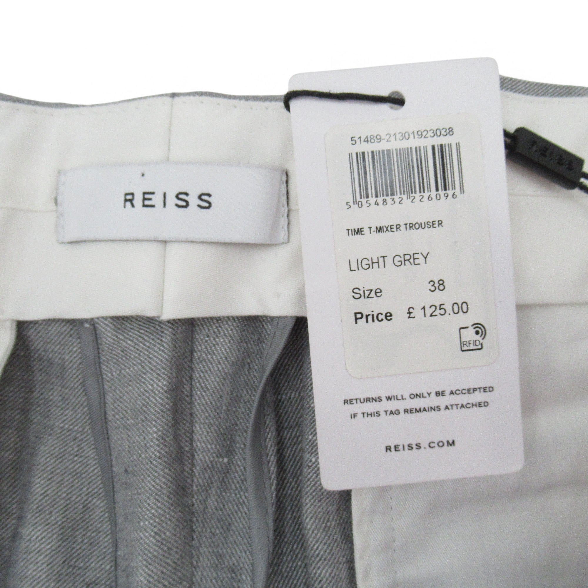 label image for Reiss Chino Trousers Grey W38" Linen Blend Menswear | Pre-loved