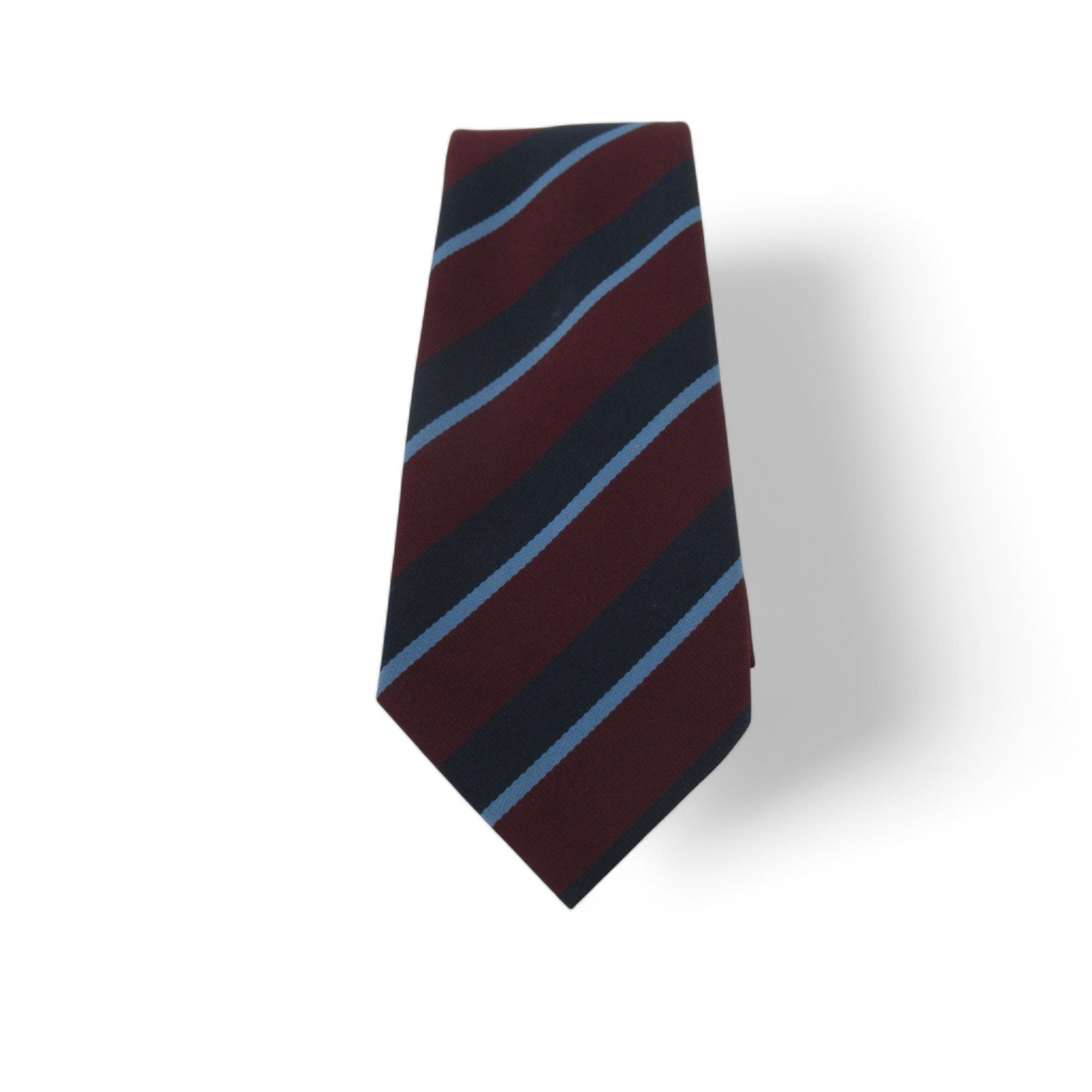 front image for Canda Vintage Tie Burgundy Blue Stripe Menswear | Pre-loved
