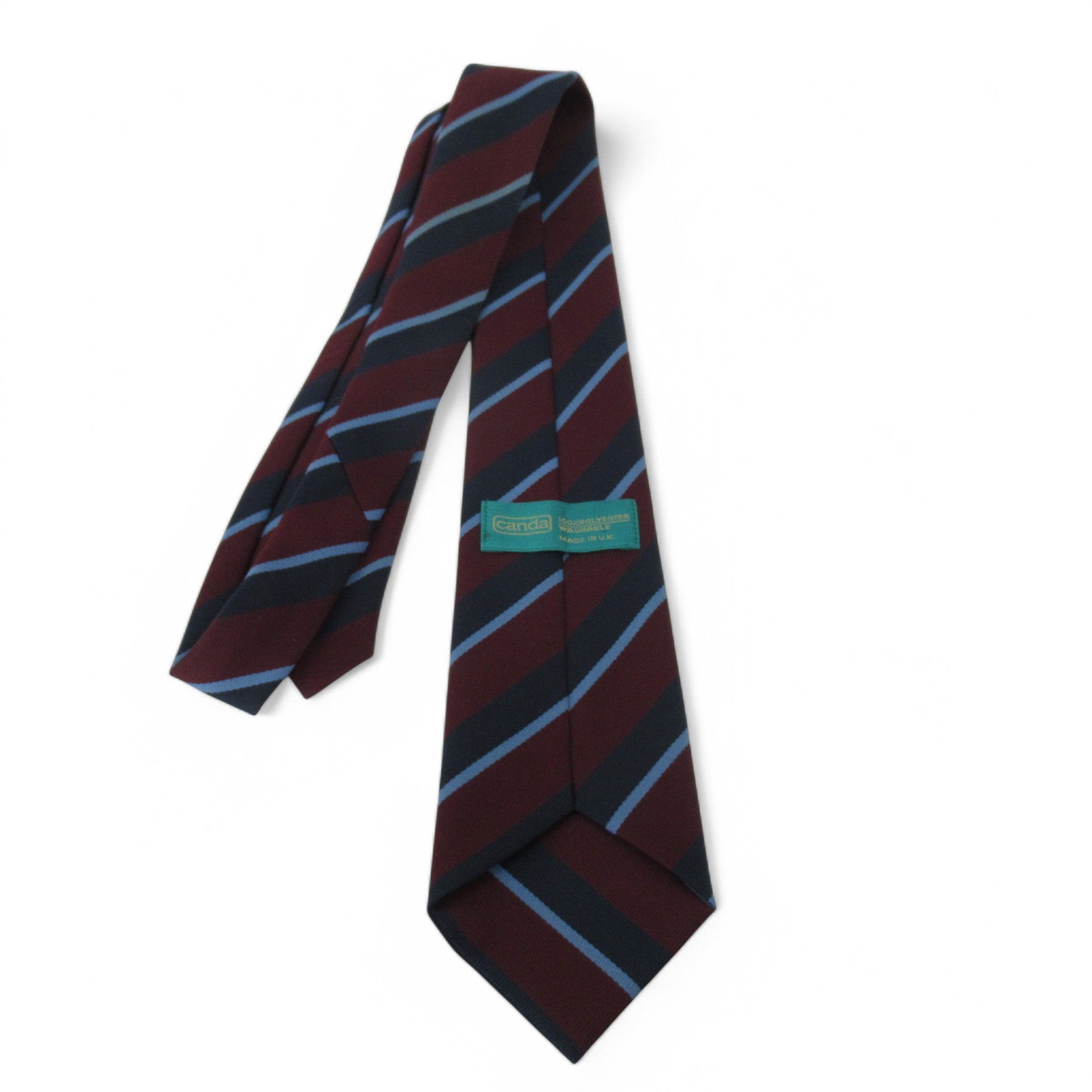 back image for Canda Vintage Tie Burgundy Blue Stripe Menswear | Pre-loved