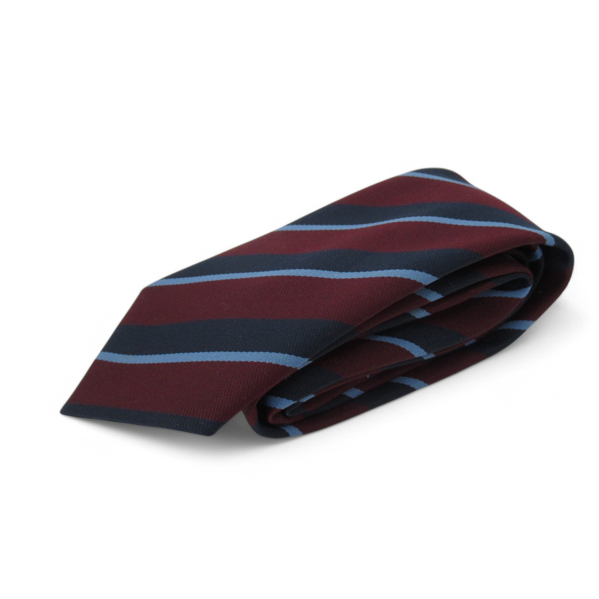 folded image for Canda Vintage Tie Burgundy Blue Stripe Menswear | Pre-loved