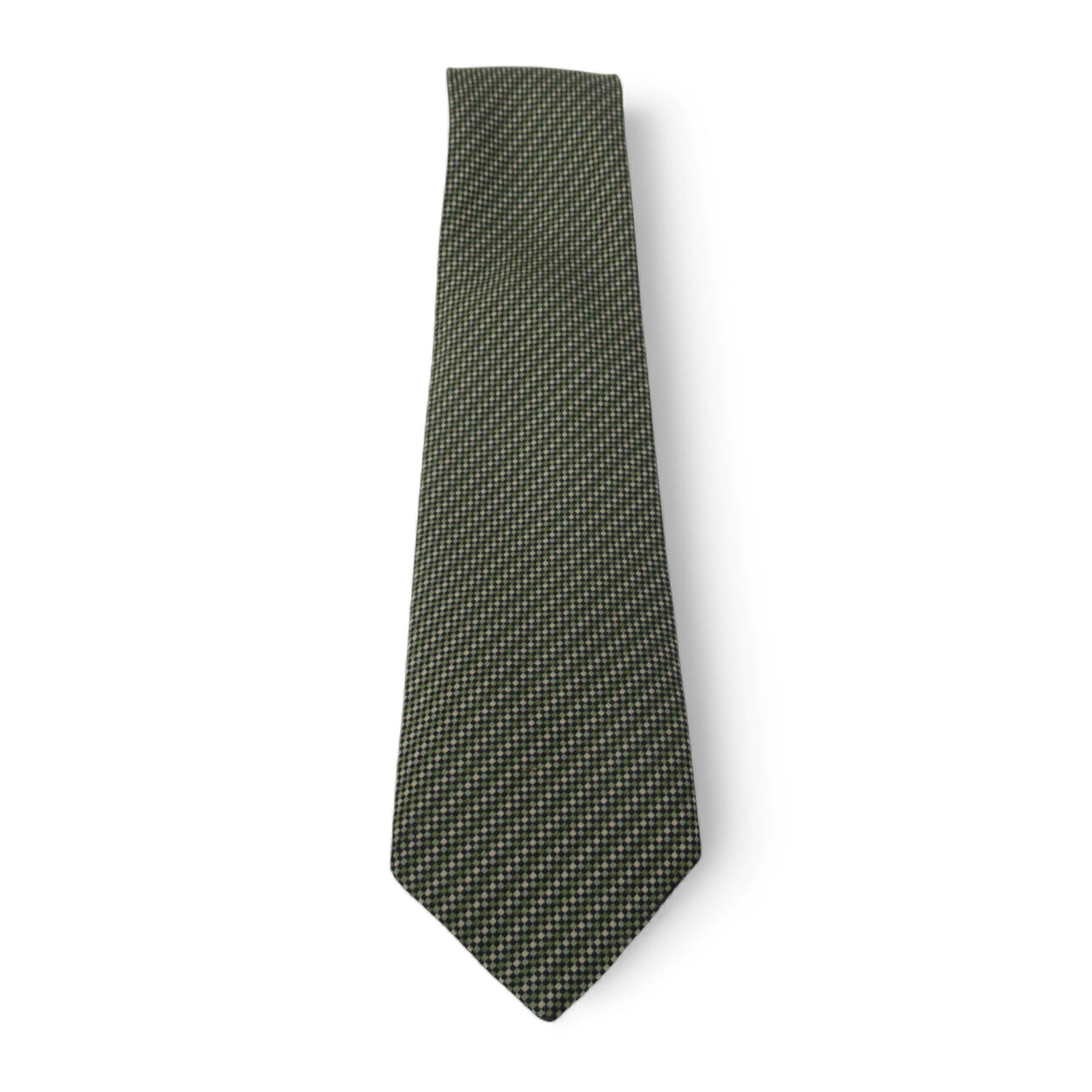 front image for M & S Italian Fine Silk Vintage Tie Green Menswear | Pre-loved 